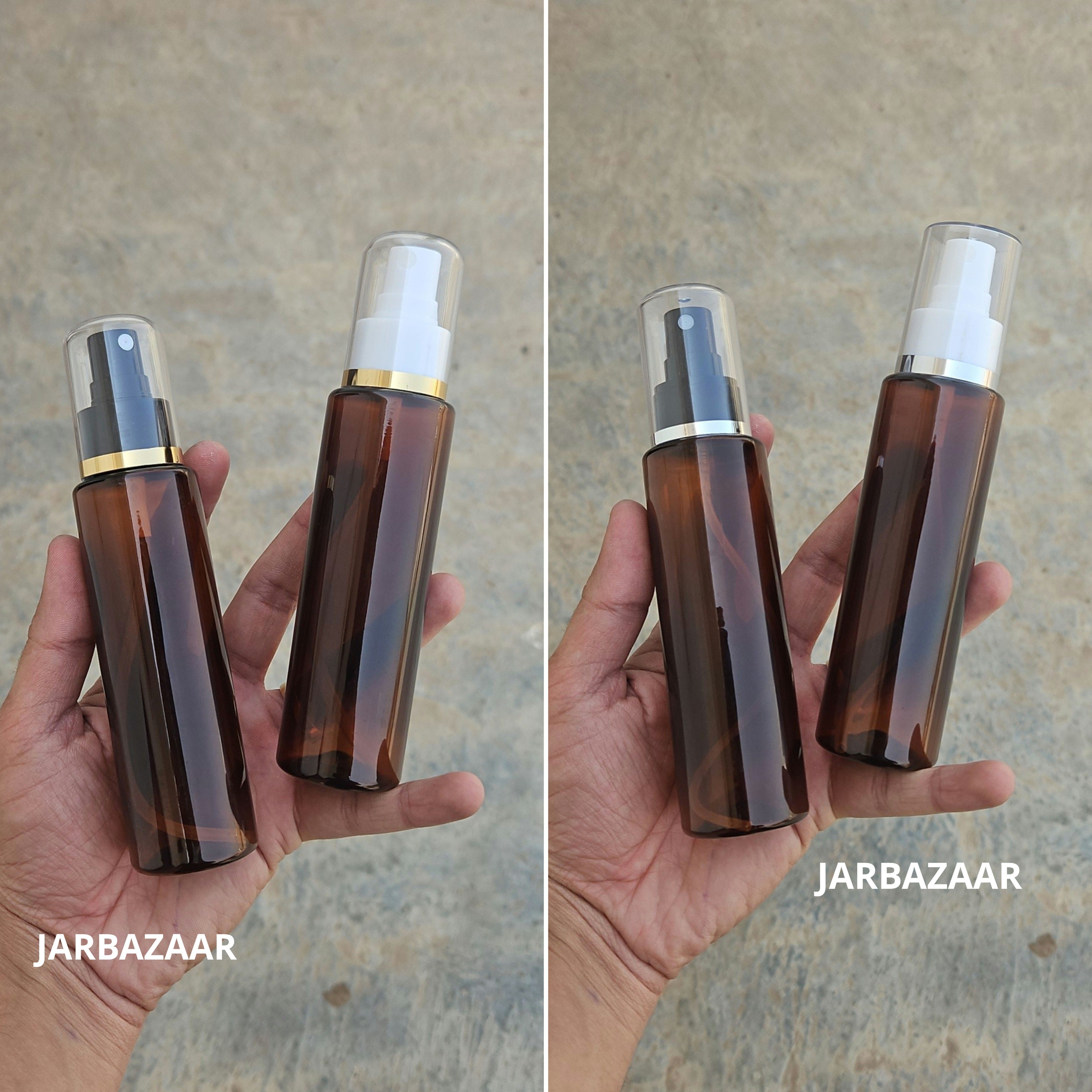 100 Ml Sleek Amber Pet Bottle ( With AS Spray Pumps )
