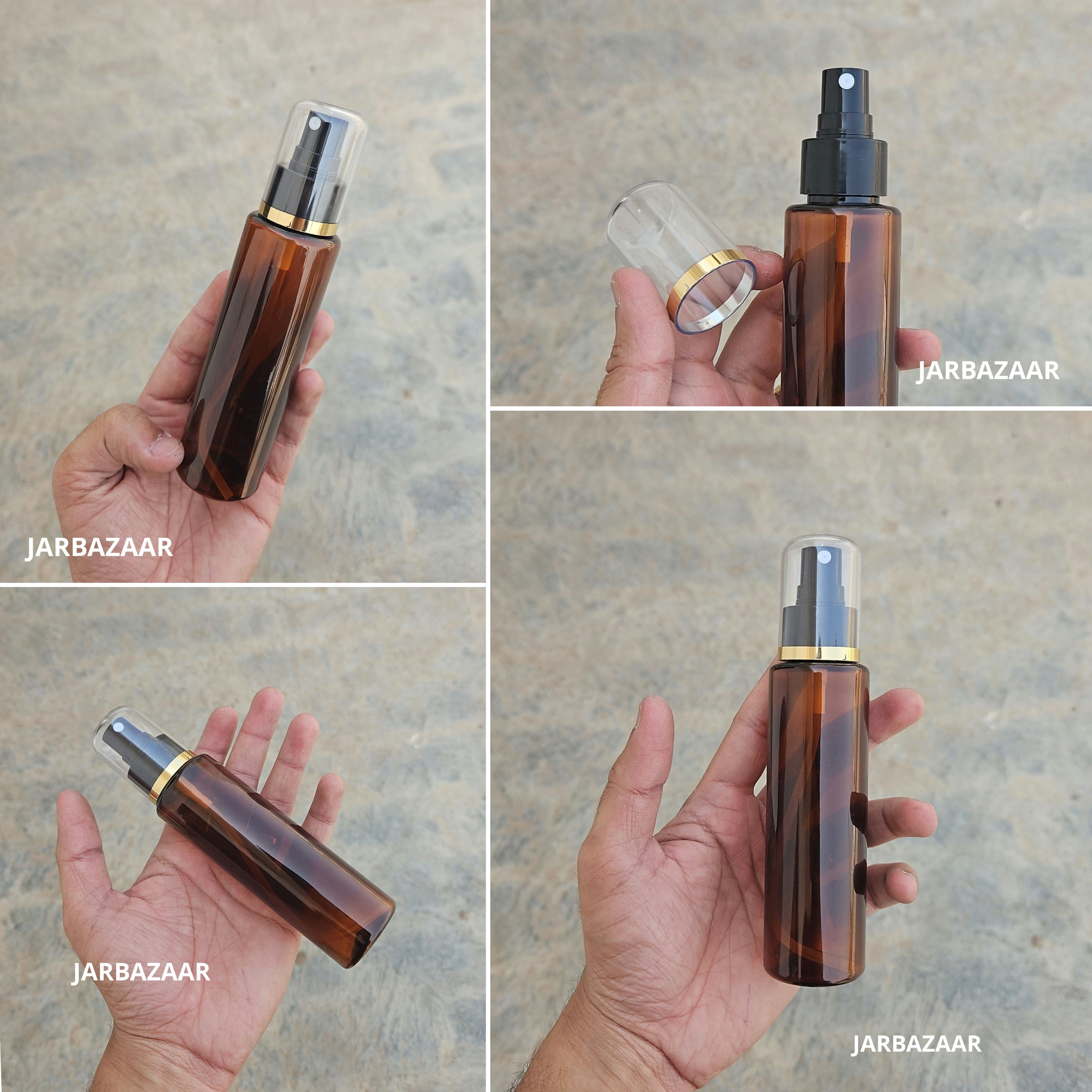 100 Ml Sleek Amber Pet Bottle ( With AS Spray Pumps )