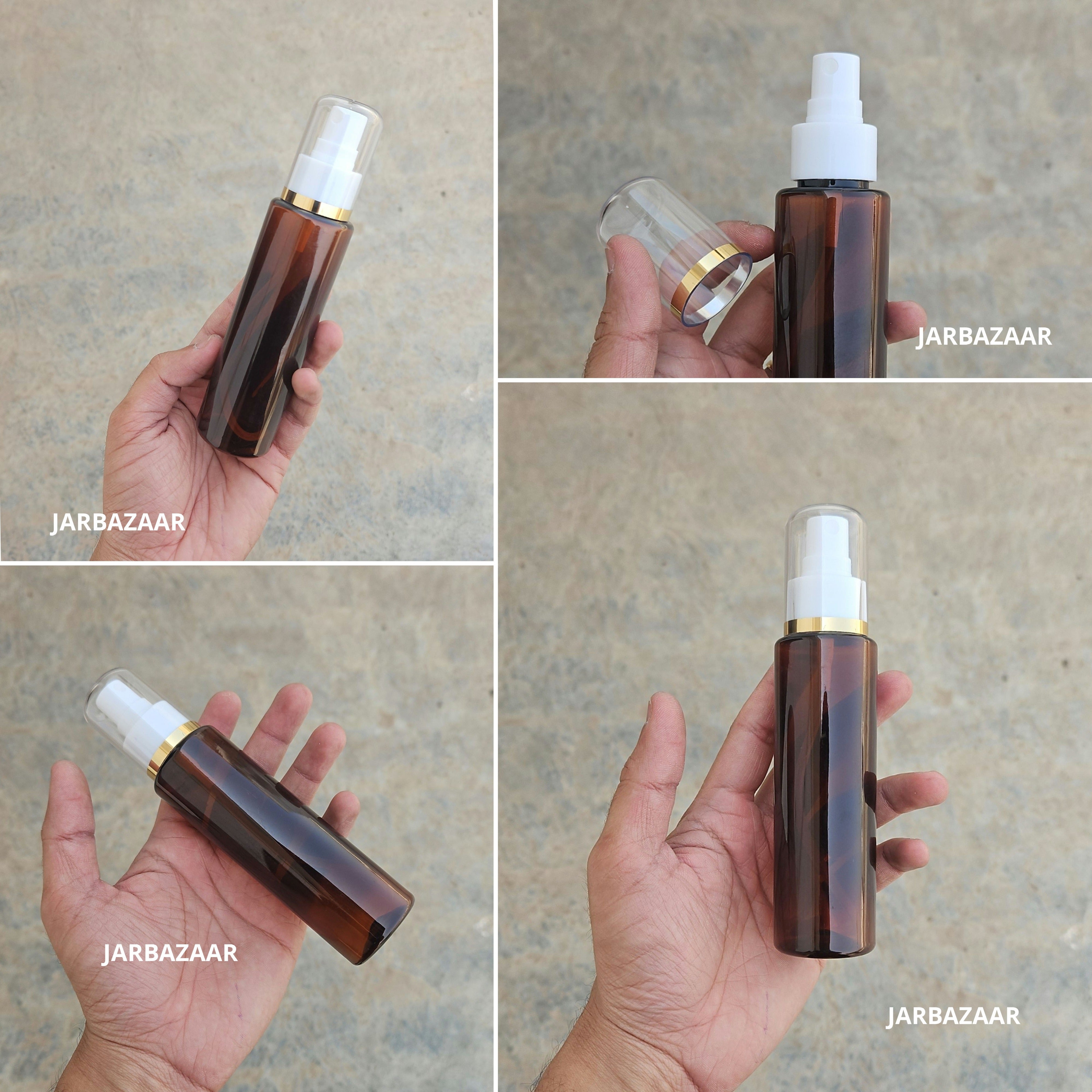 100 Ml Sleek Amber Pet Bottle ( With AS Spray Pumps )