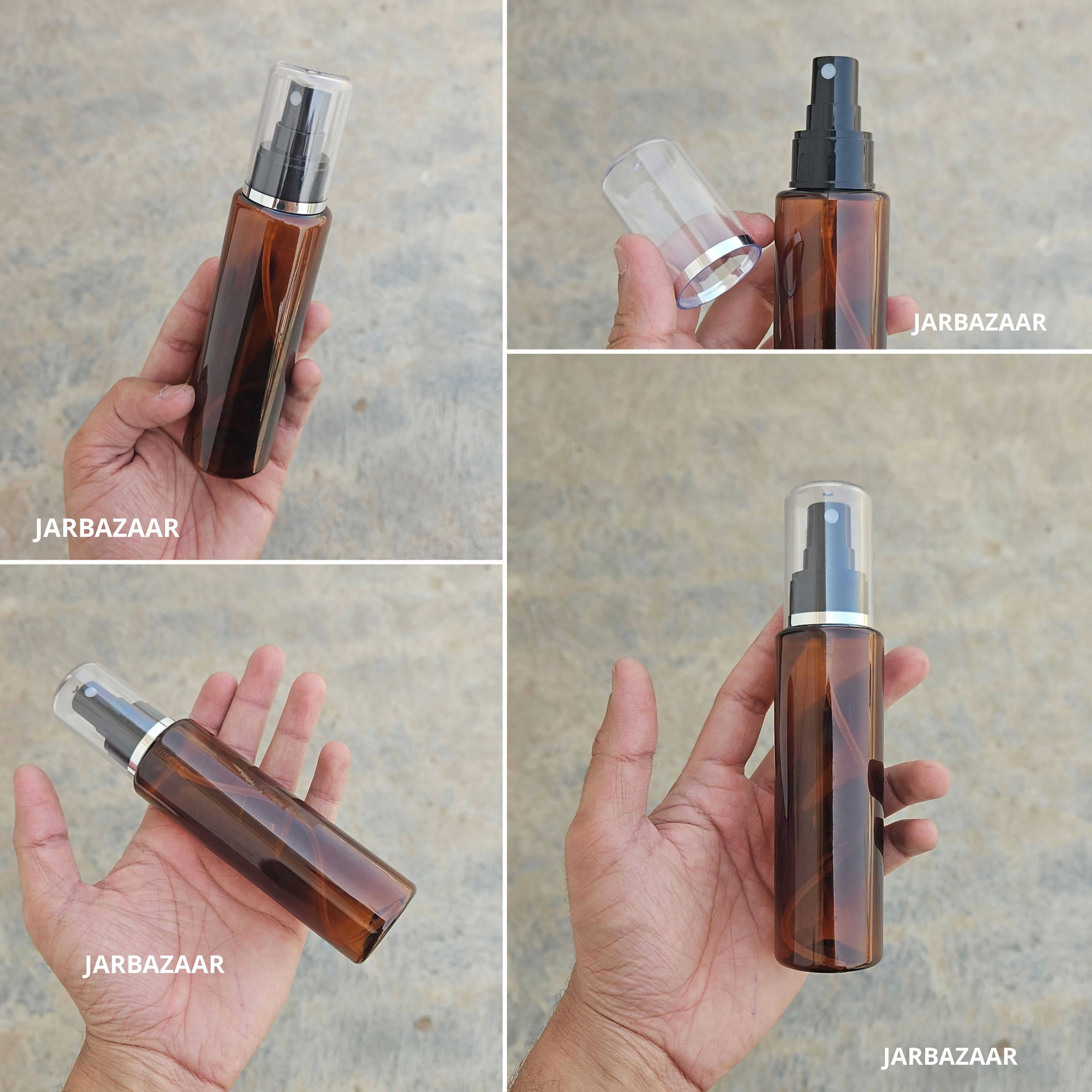 100 Ml Sleek Amber Pet Bottle ( With AS Spray Pumps )