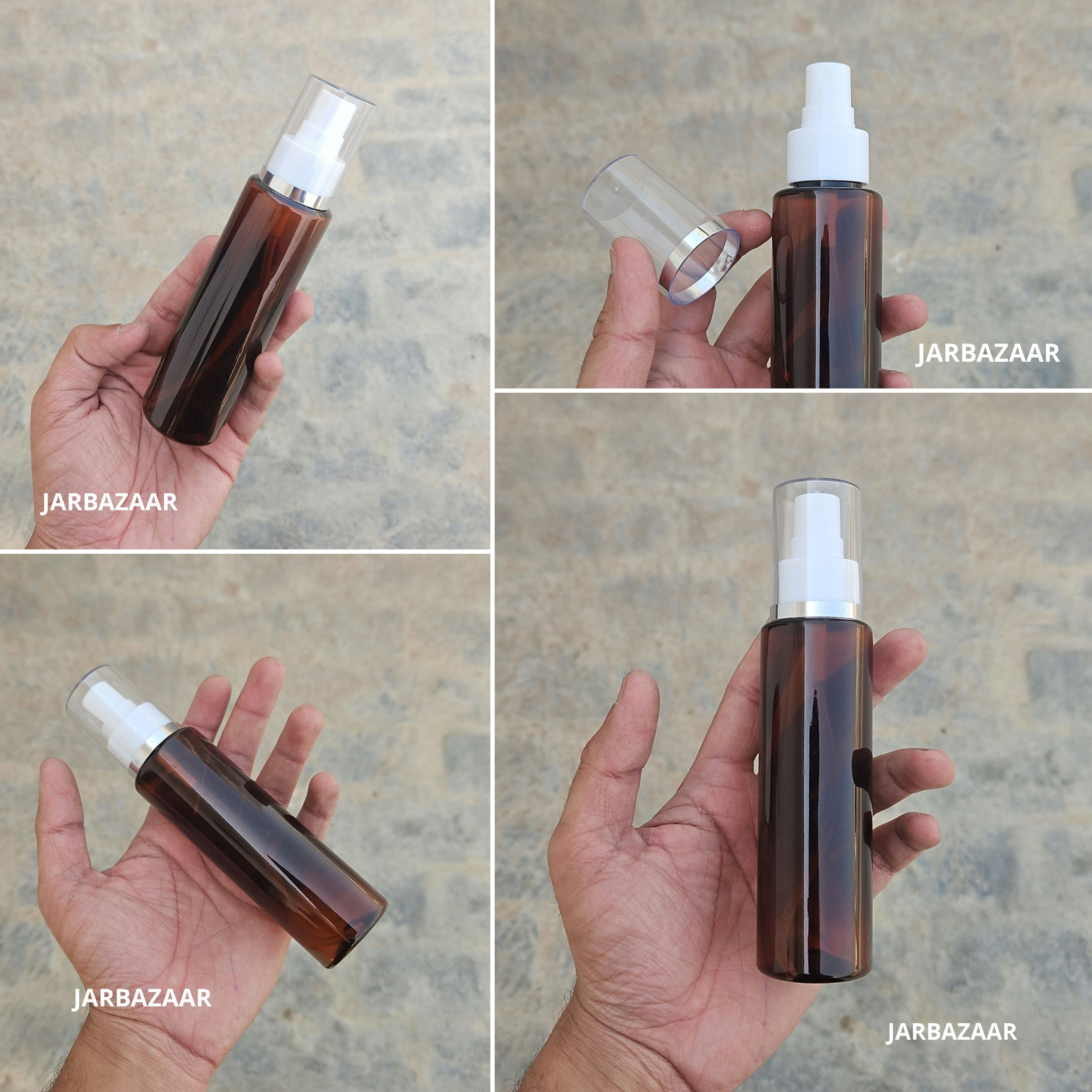 100 Ml Sleek Amber Pet Bottle ( With AS Spray Pumps )