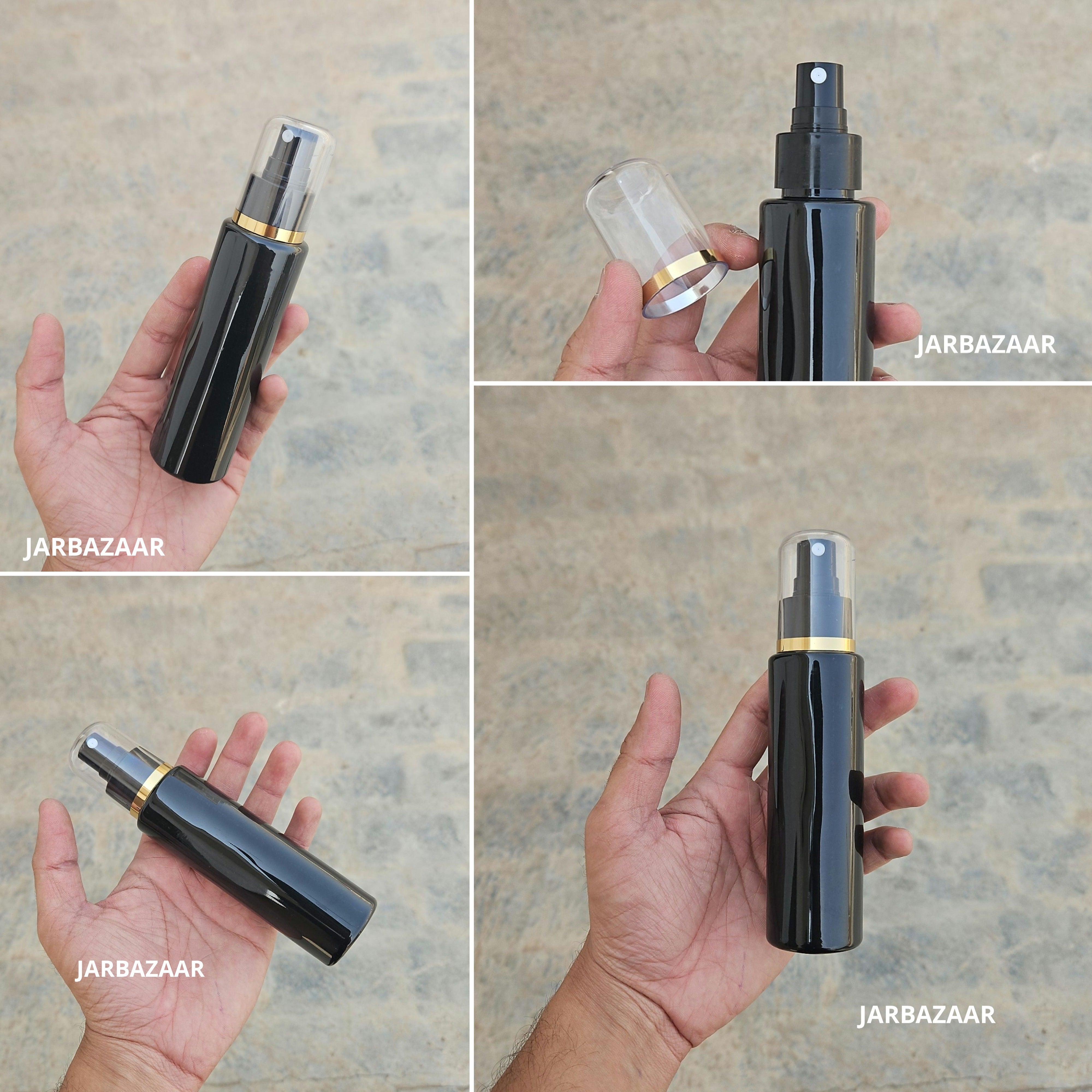 100 Ml Sleek Black Pet Bottle ( With AS Spray Pumps )