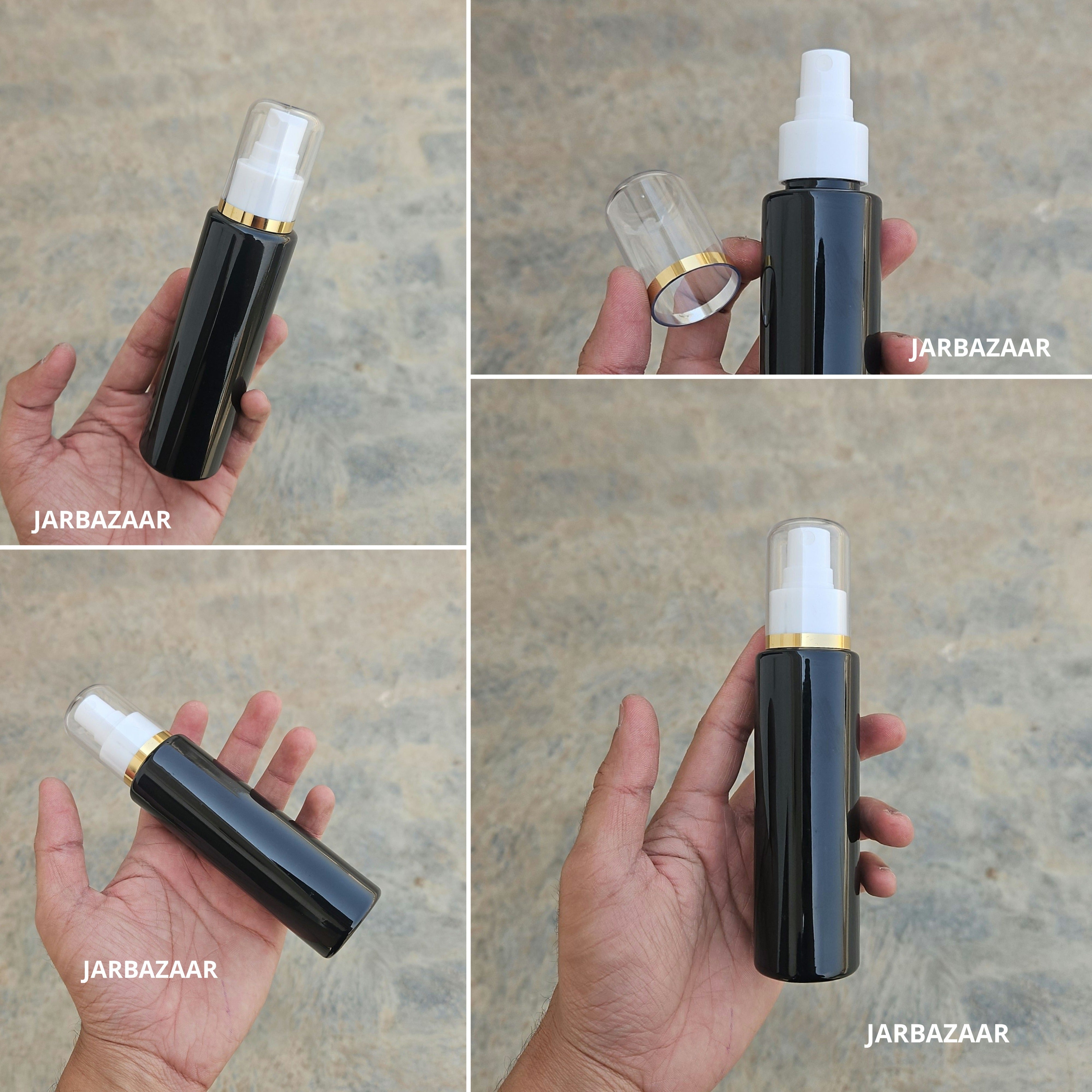 100 Ml Sleek Black Pet Bottle ( With AS Spray Pumps )