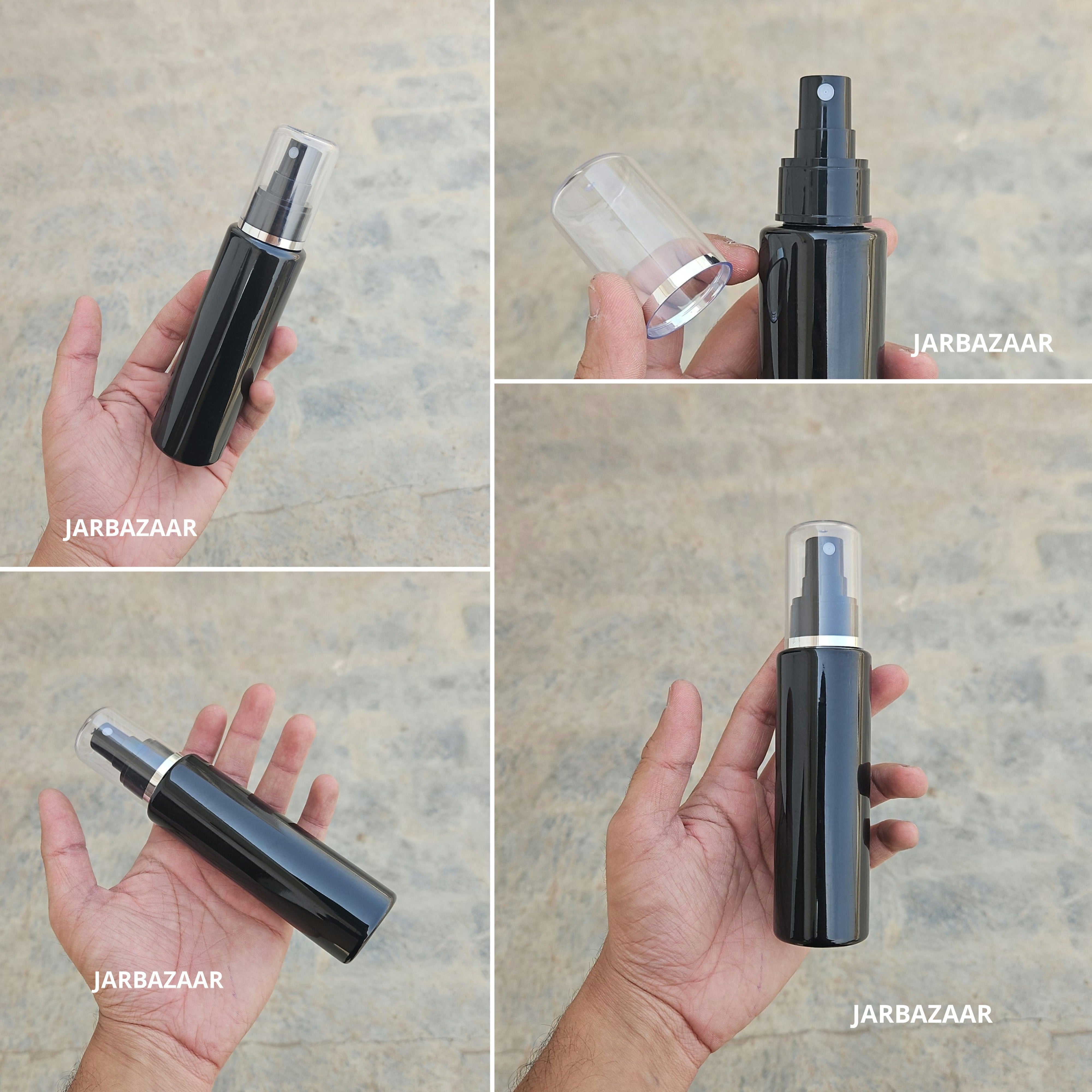 100 Ml Sleek Black Pet Bottle ( With AS Spray Pumps )