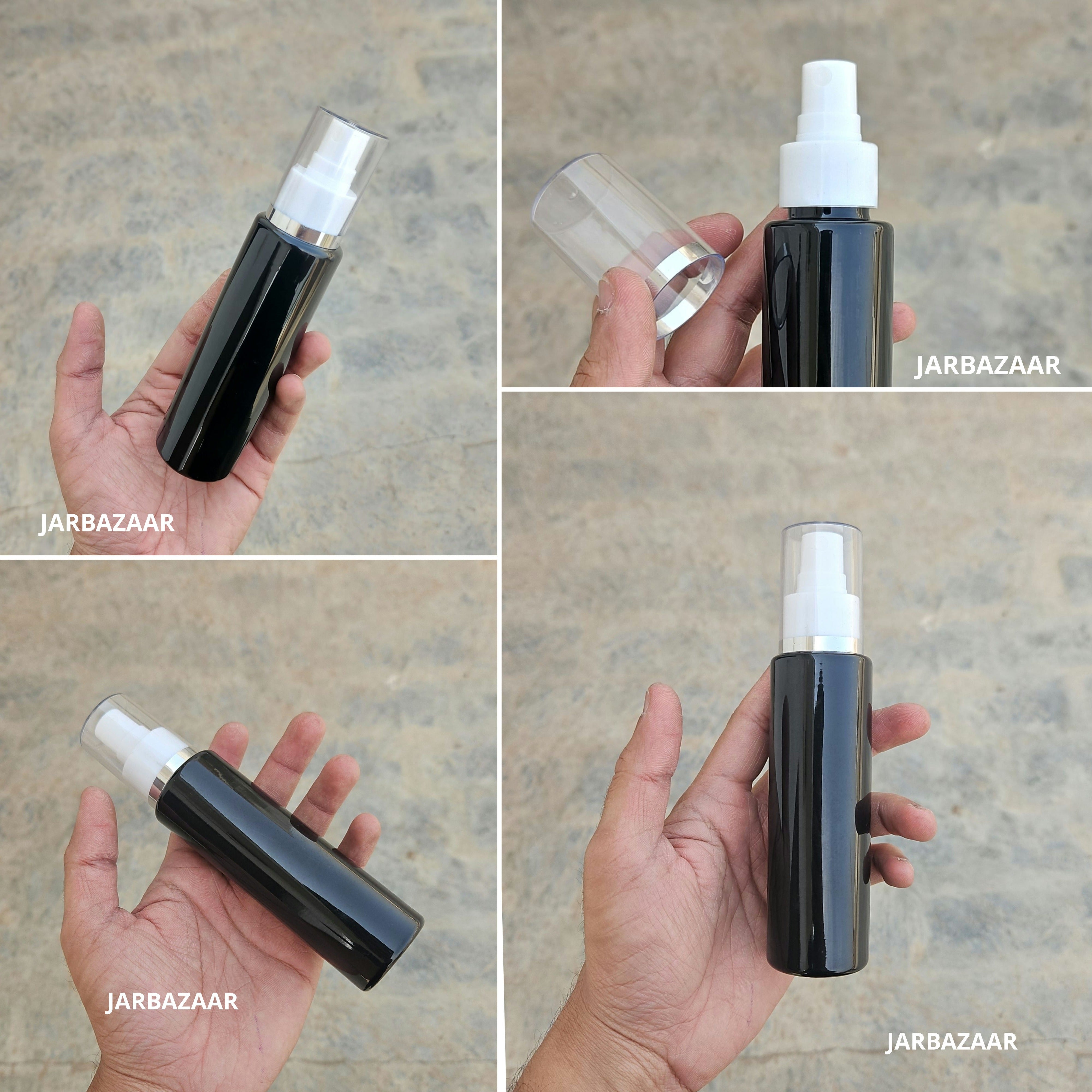 100 Ml Sleek Black Pet Bottle ( With AS Spray Pumps )