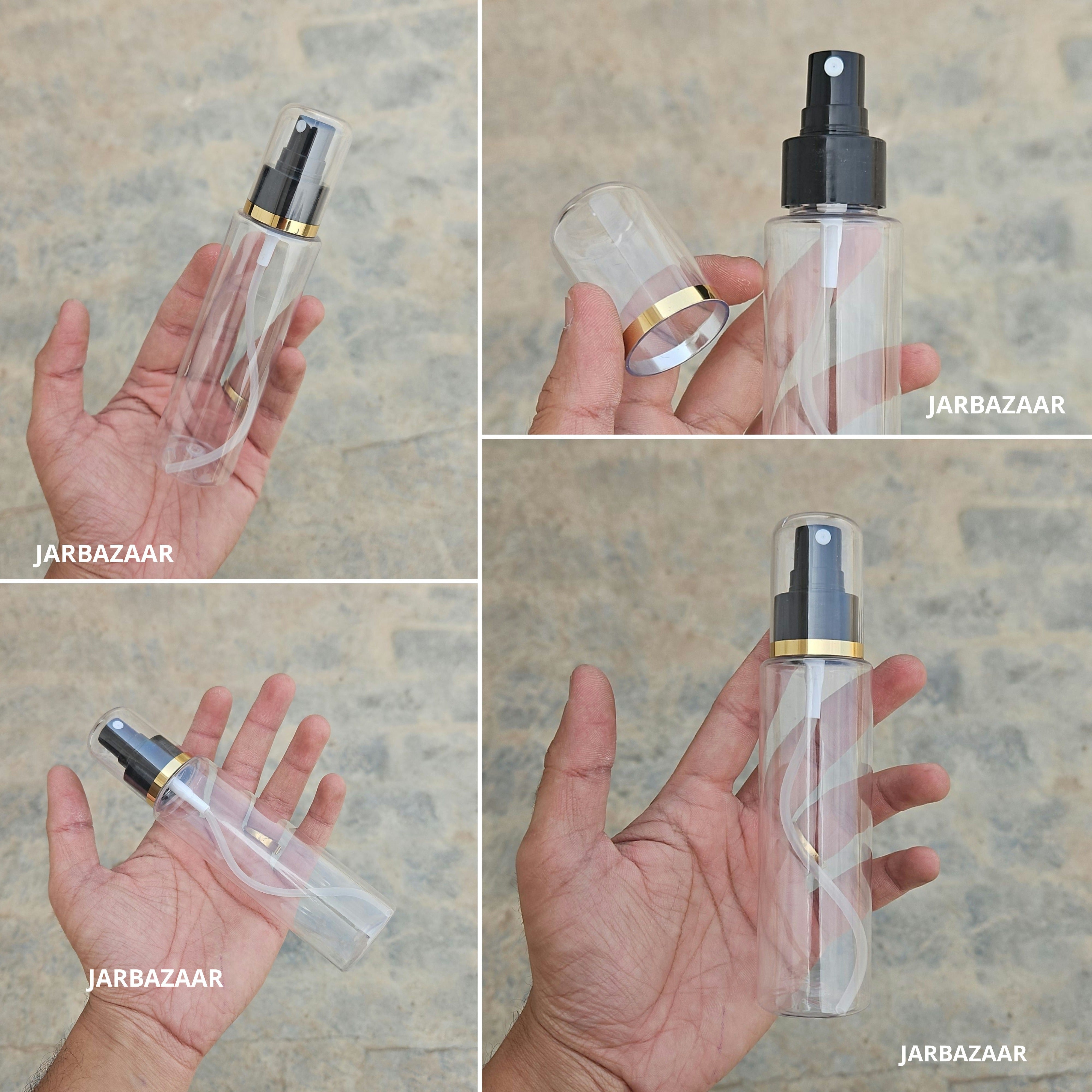 100 Ml Sleek Transparent Pet Bottle ( With AS Spray Pumps )