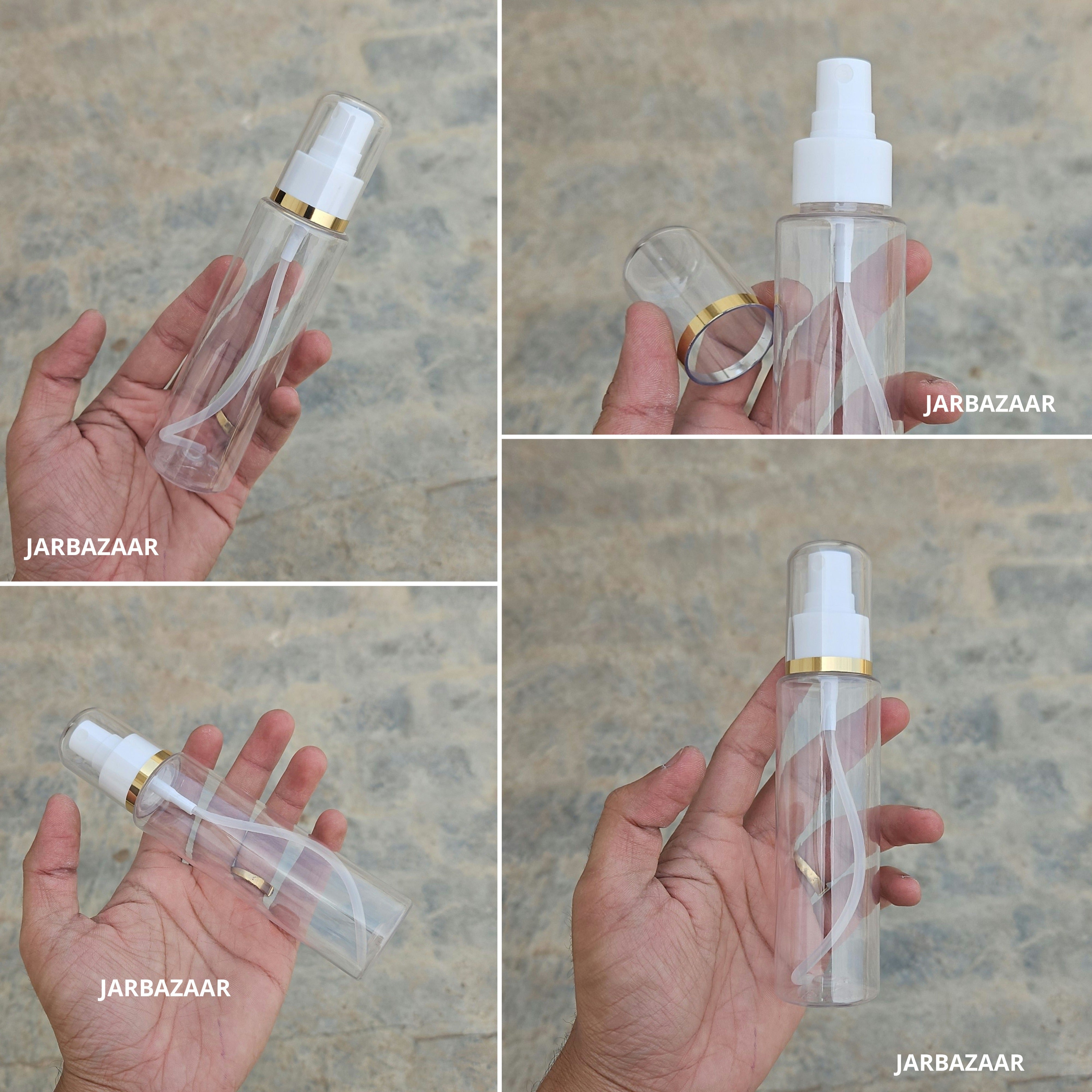 100 Ml Sleek Transparent Pet Bottle ( With AS Spray Pumps )