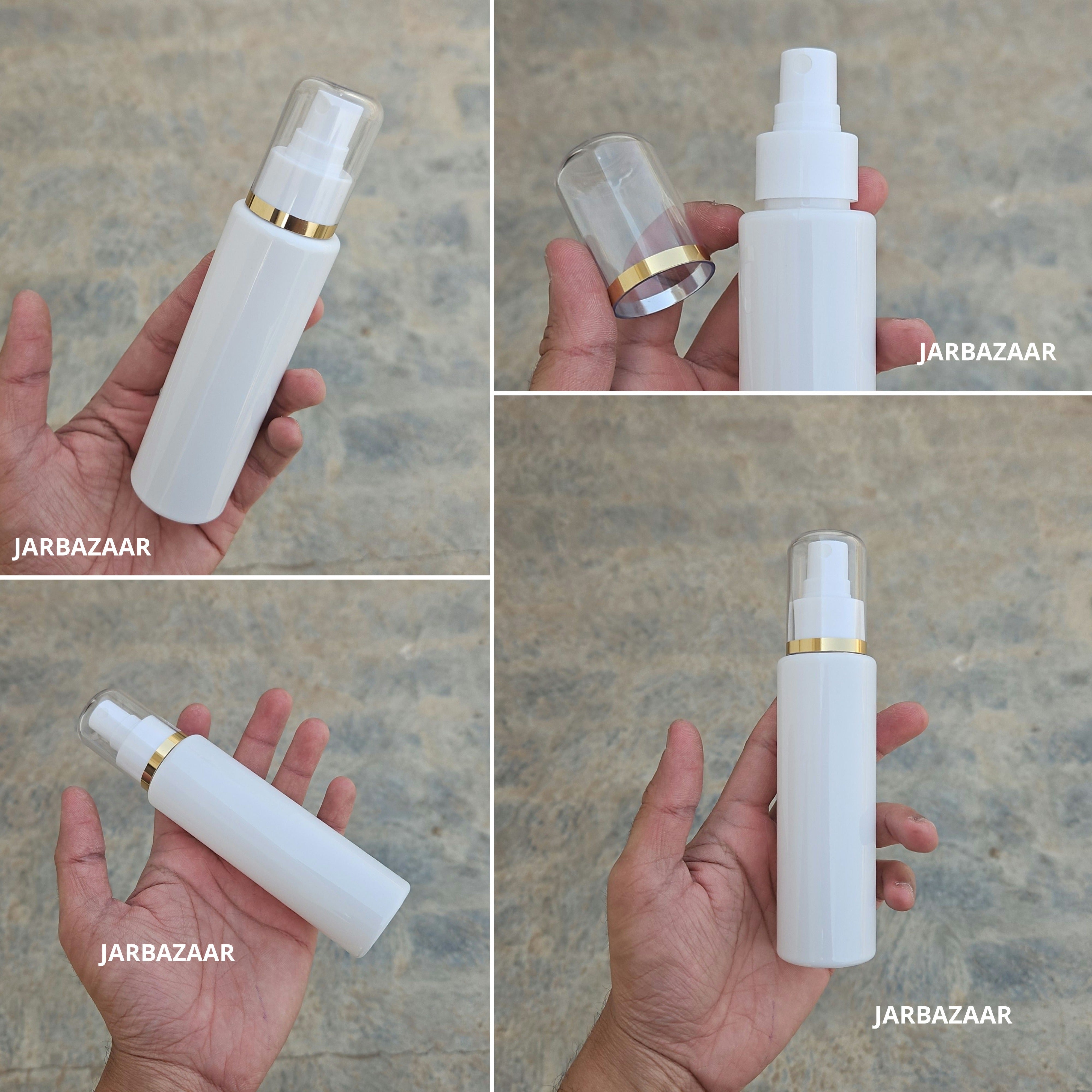 100 Ml Sleek White Pet Bottle ( With AS Spray Pumps )