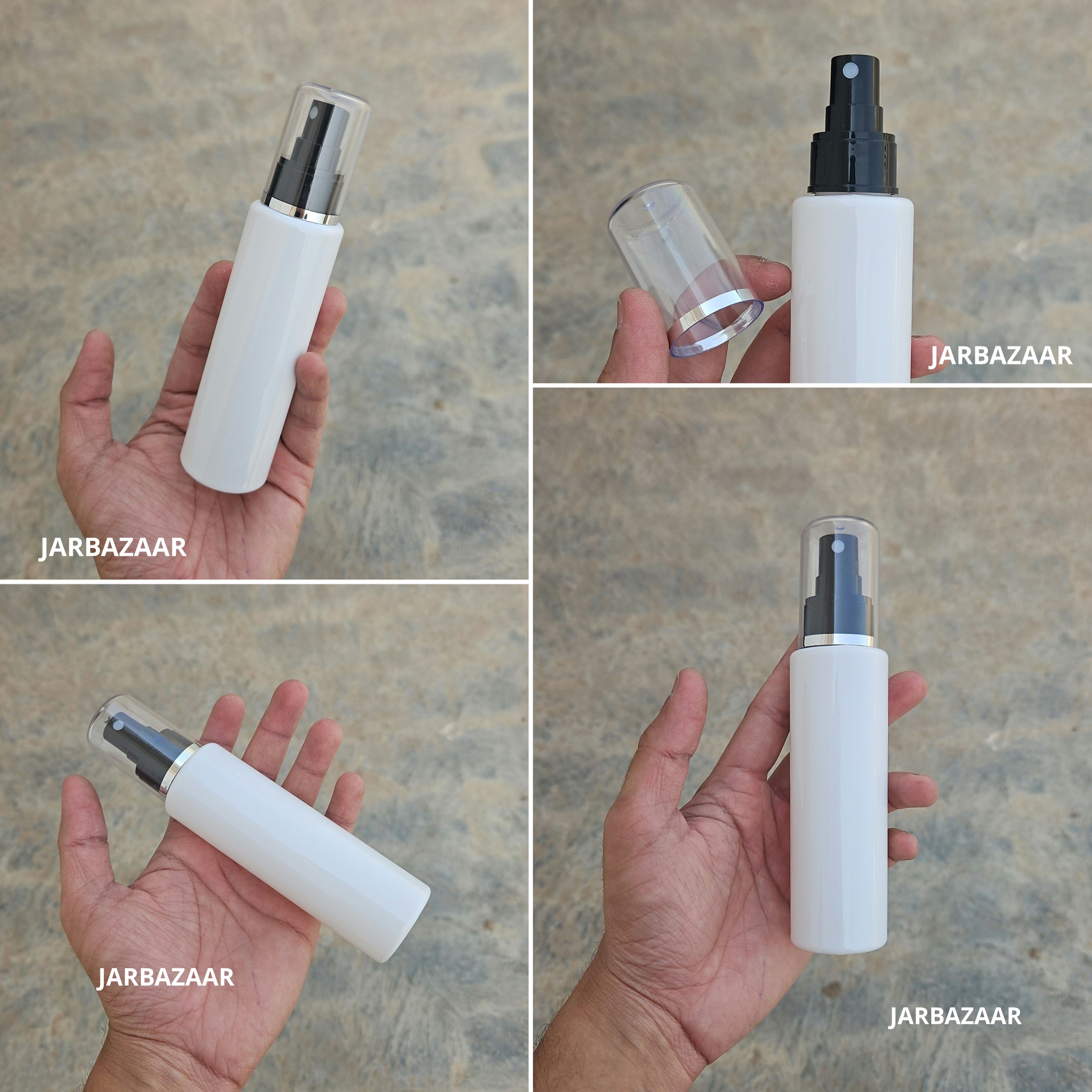 100 Ml Sleek White Pet Bottle ( With AS Spray Pumps )