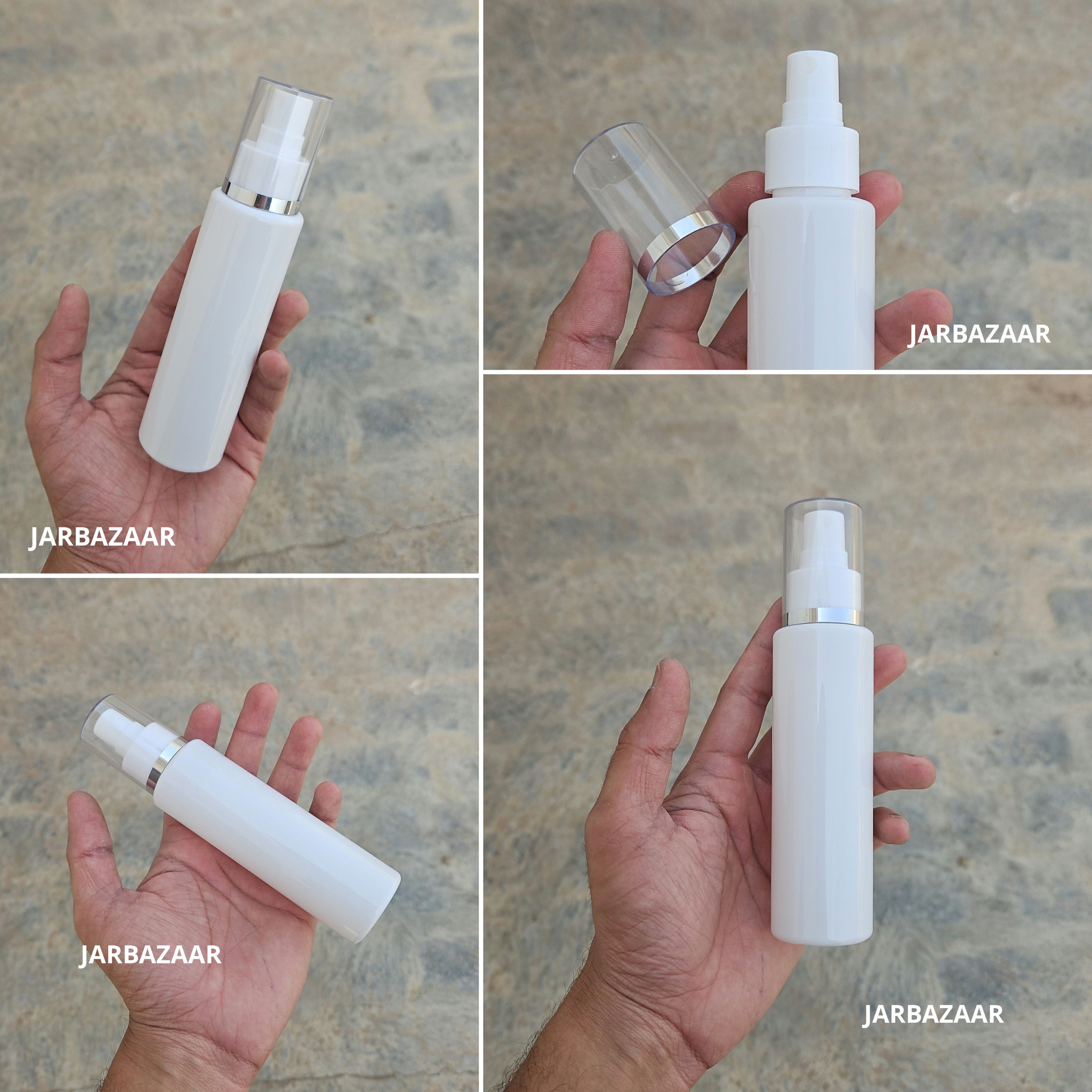 100 Ml Sleek White Pet Bottle ( With AS Spray Pumps )