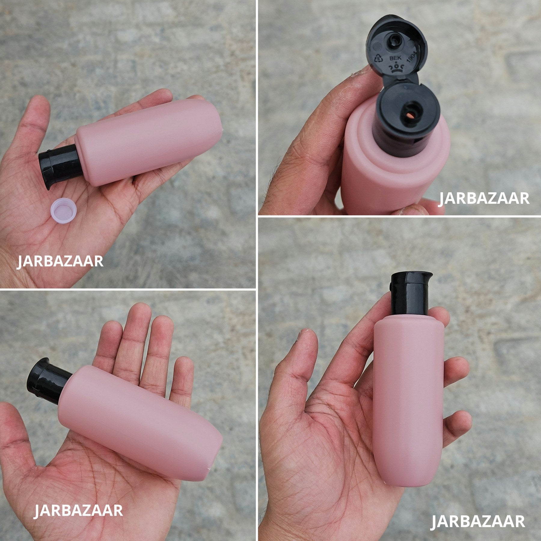 100 ML U-shape dark pink HDPE bottle with black beak fliptop