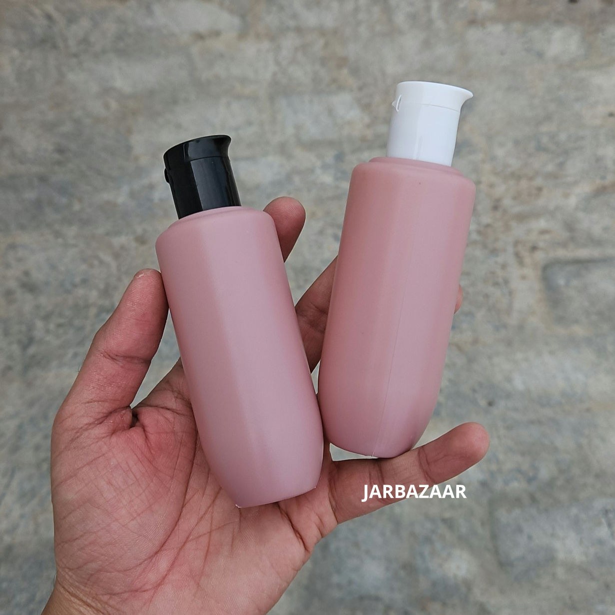 100 ML U-shape dark pink HDPE bottle with black and white beak fliptops