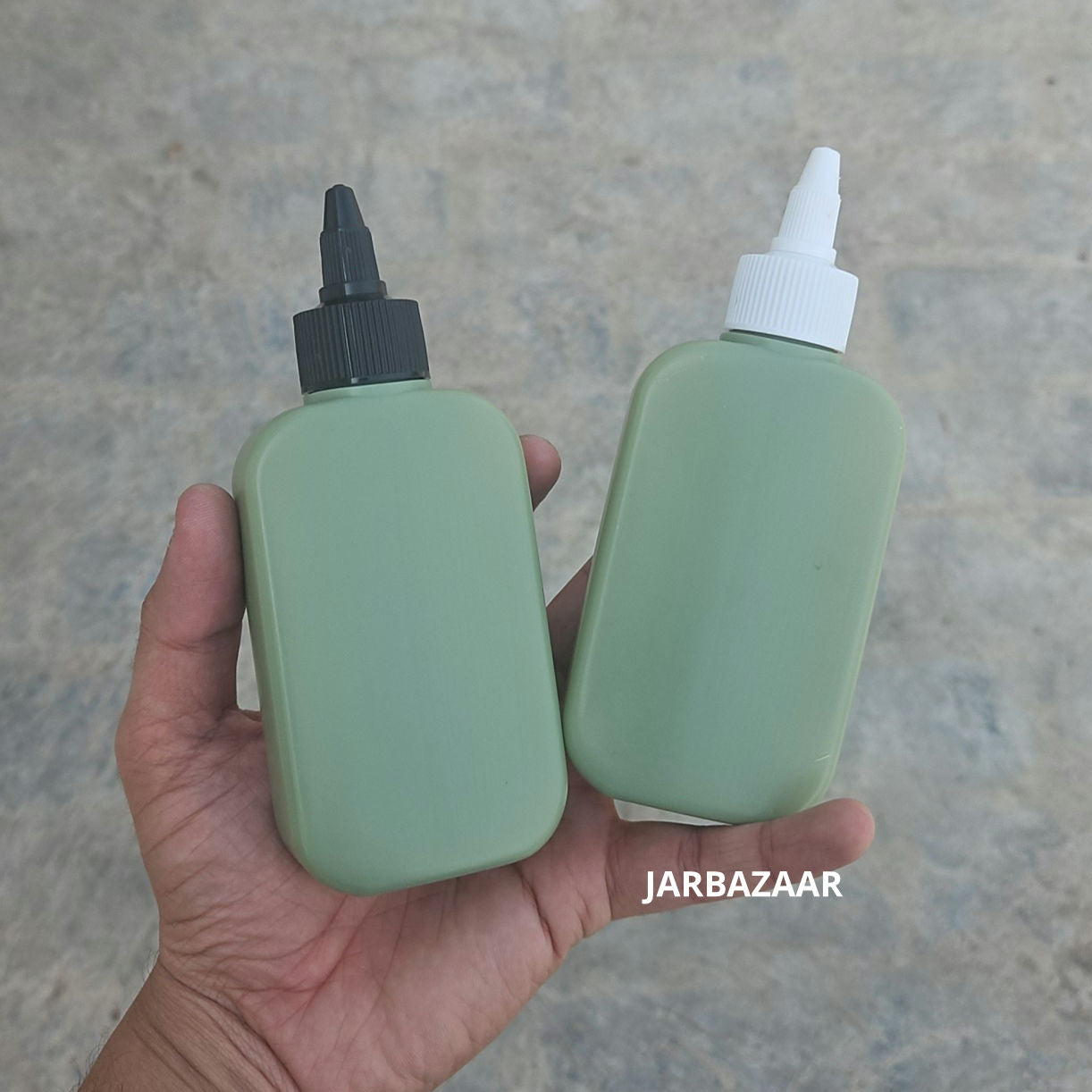 125 ML Flat Dark Green HDPE Bottle with Nozzle Cap
