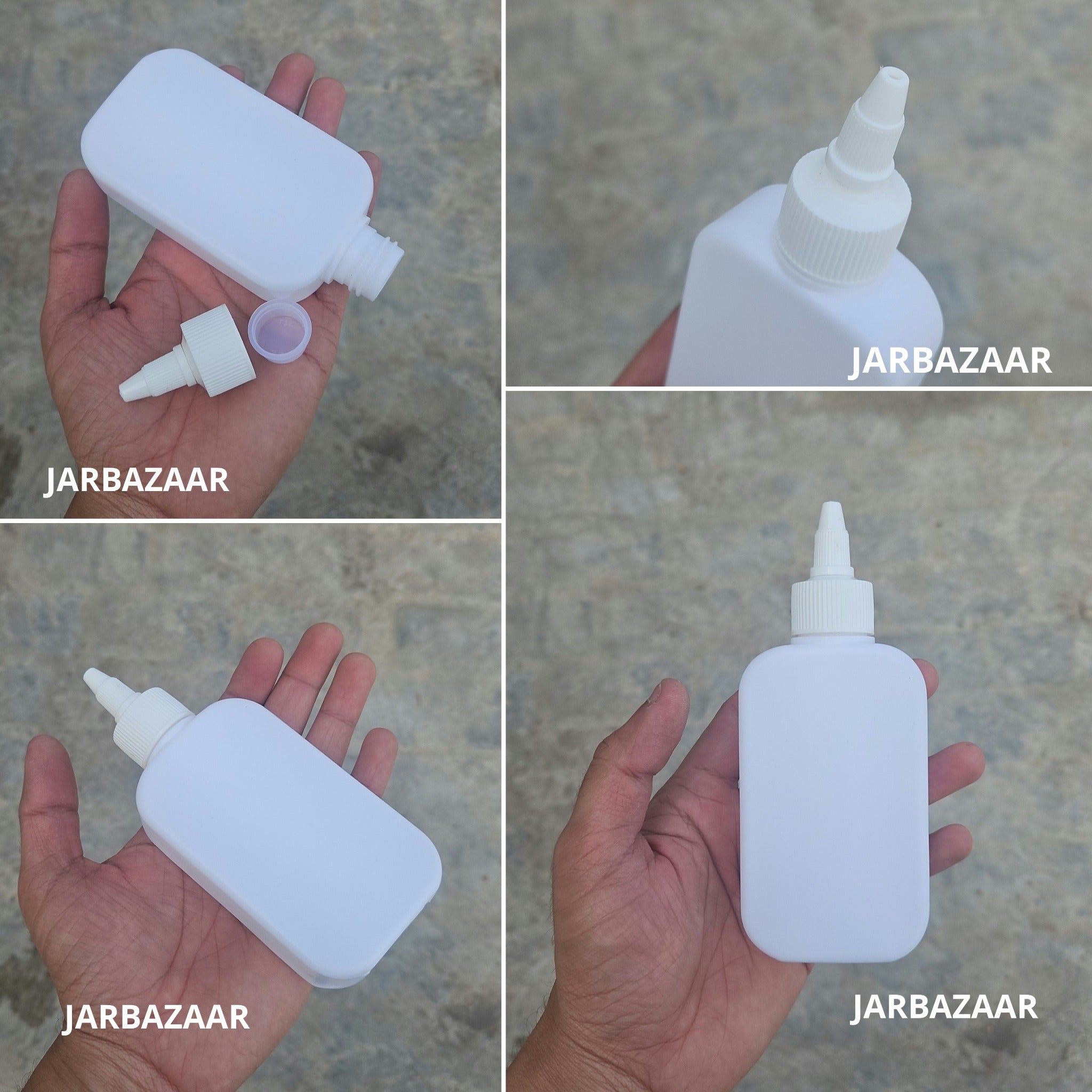 125 ML flat white HDPE bottle with white nozzle cap