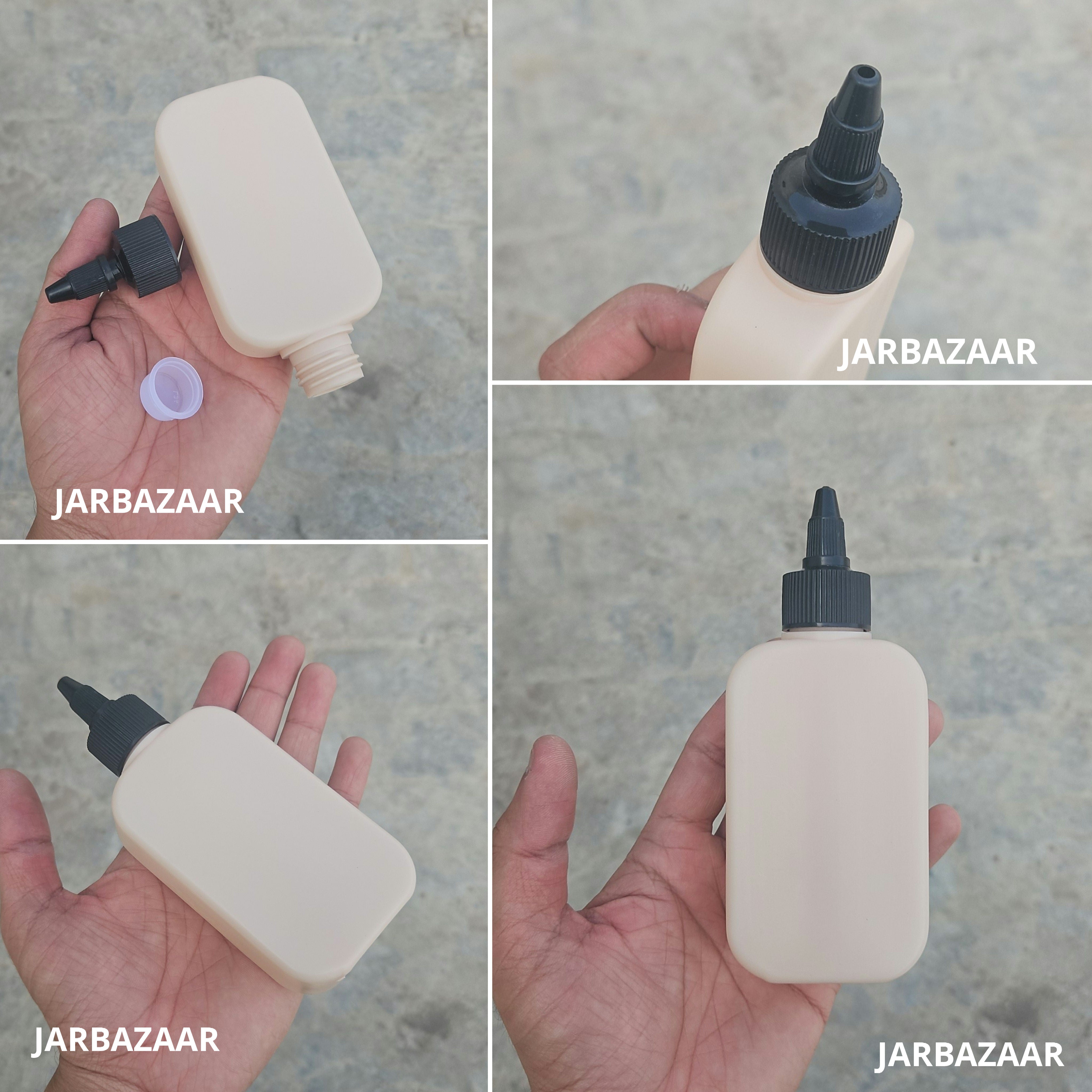 125 ML Flat Cream HDPE Bottle with Nozzle Cap