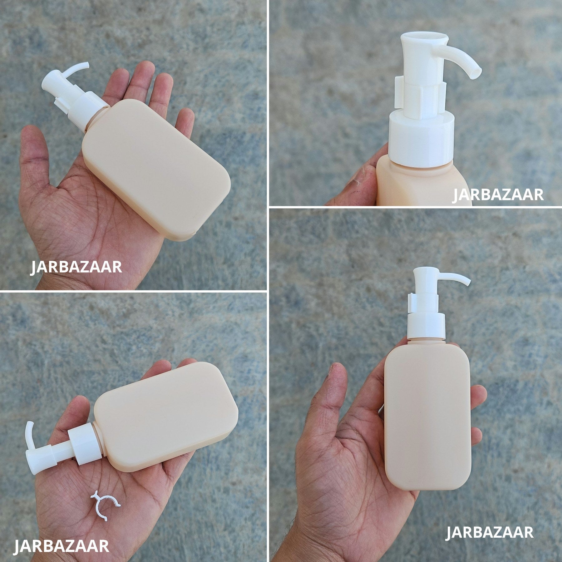 125 ML flat cream HDPE bottle with white sleek dispenser pump