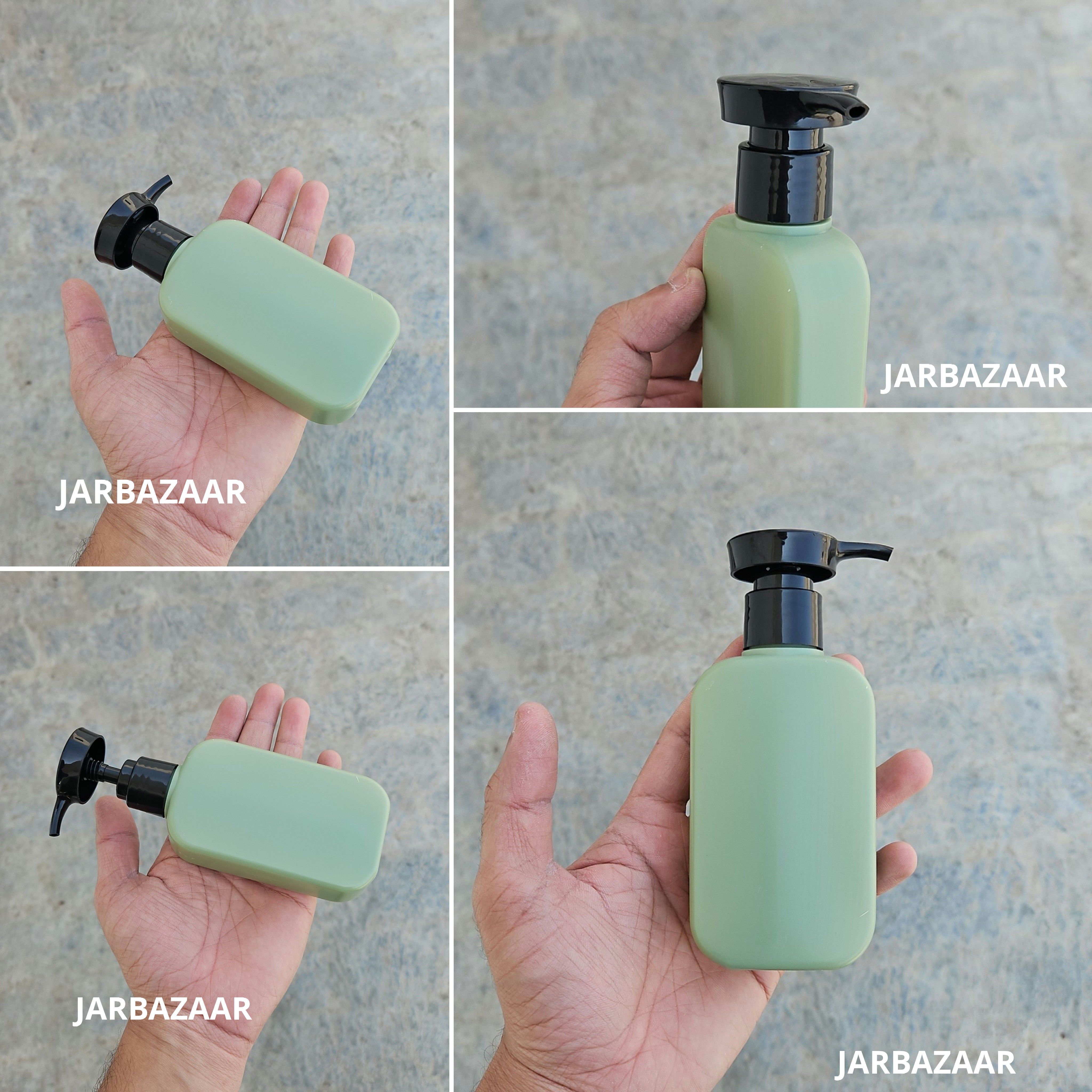 125 ML Flat Dark Green HDPE Bottle with Disc Top Dispenser Pump