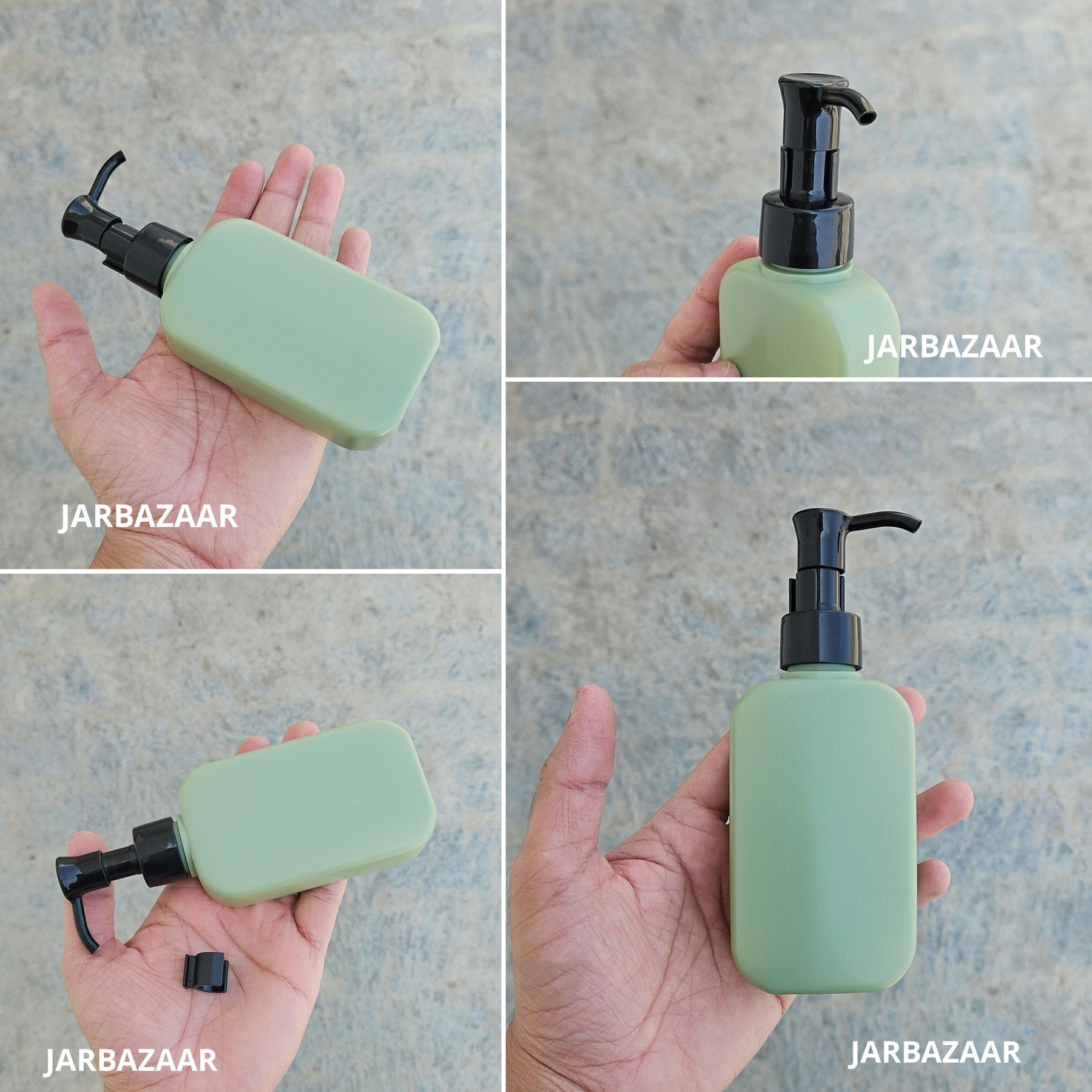 125 ML flat dark green HDPE bottle with black sleek dispenser pump