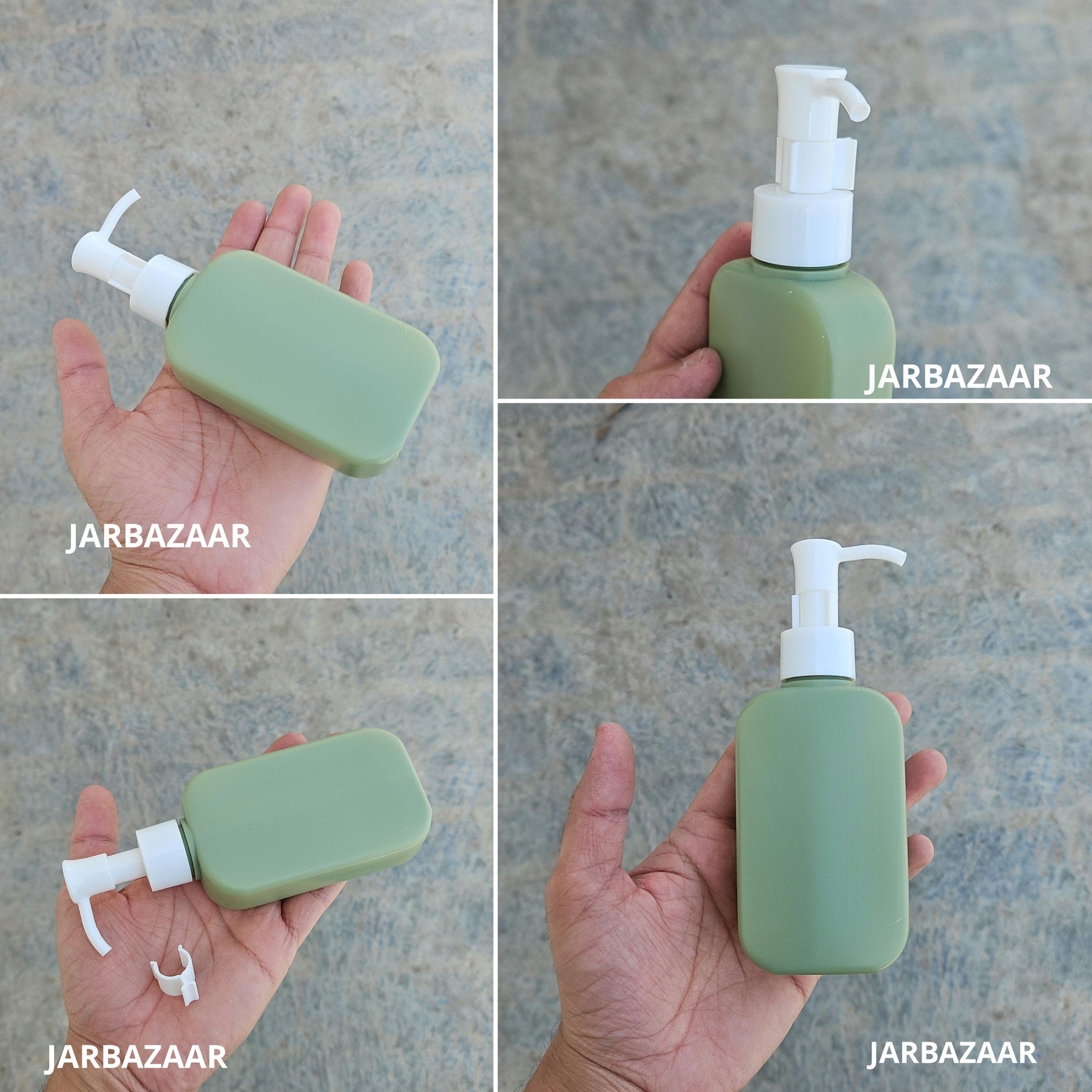 125 ML flat dark green HDPE bottle with white sleek dispenser pump