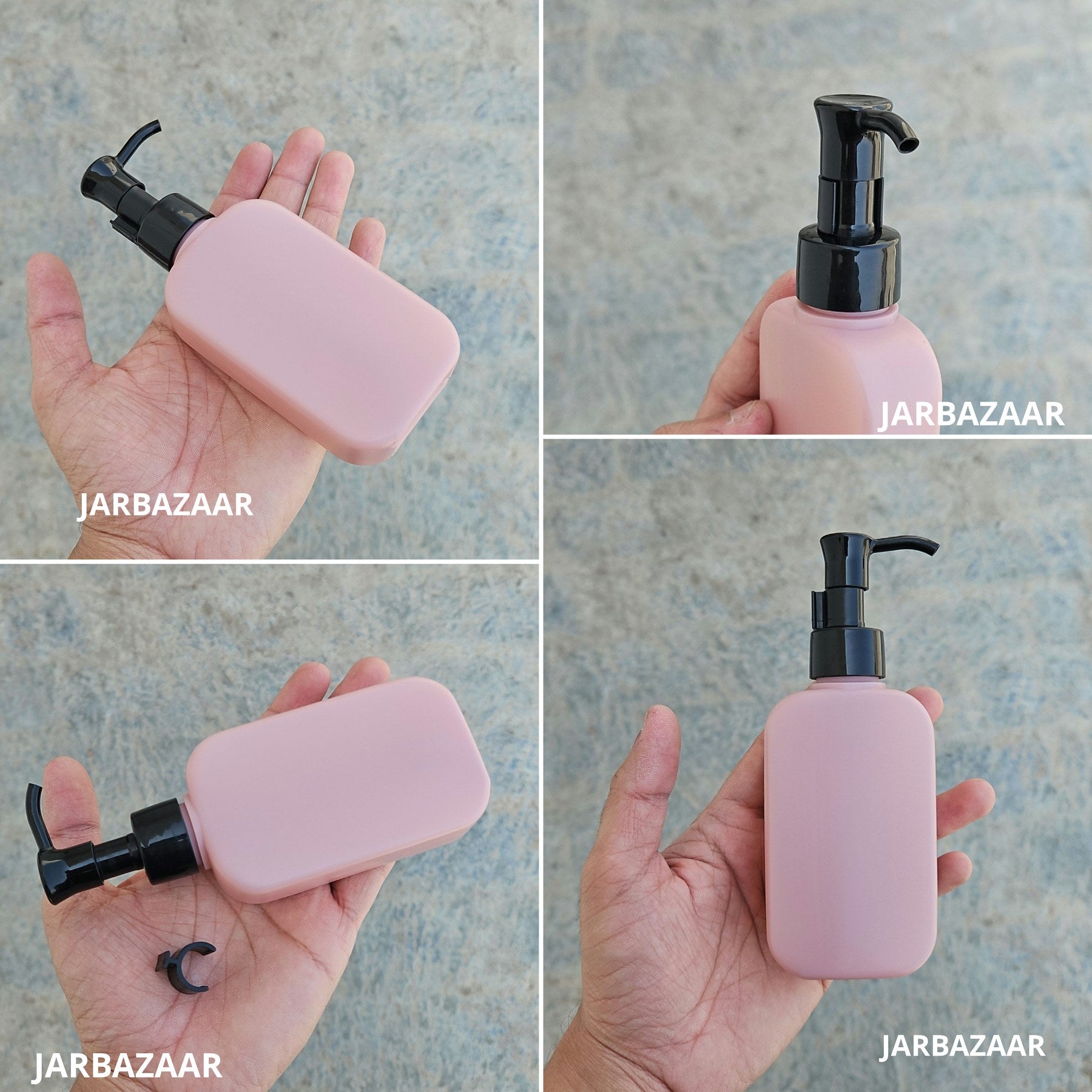 125 ML flat dark pink HDPE bottle with black sleek dispenser pump