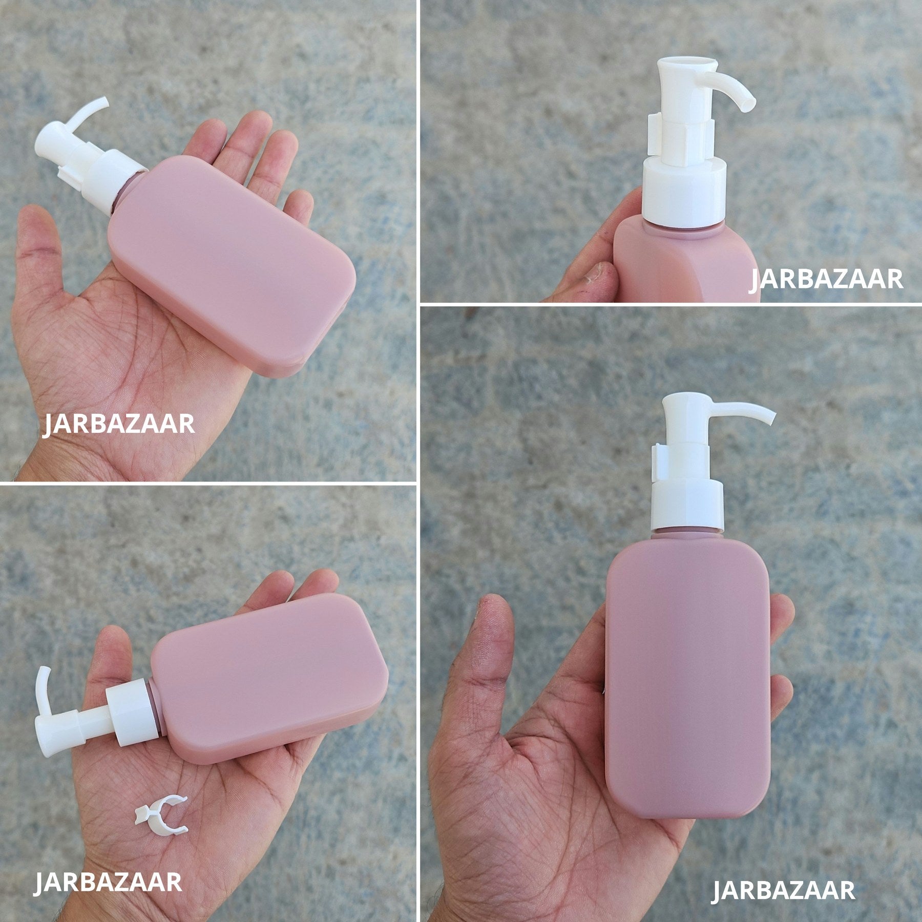 125 ML flat dark pink HDPE bottle with white sleek dispenser pump