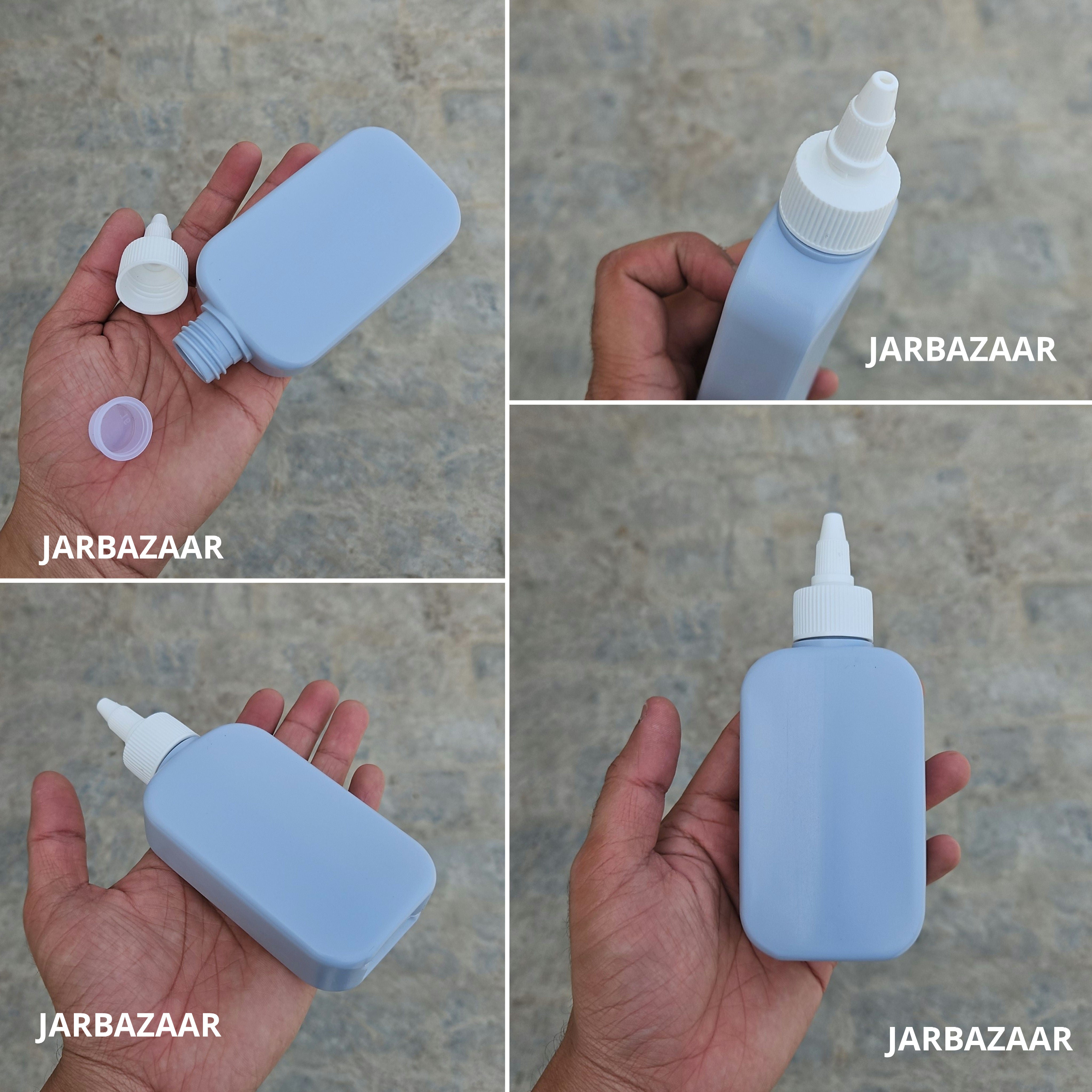 125 ML Flat Grey HDPE Bottle with Nozzel Caps