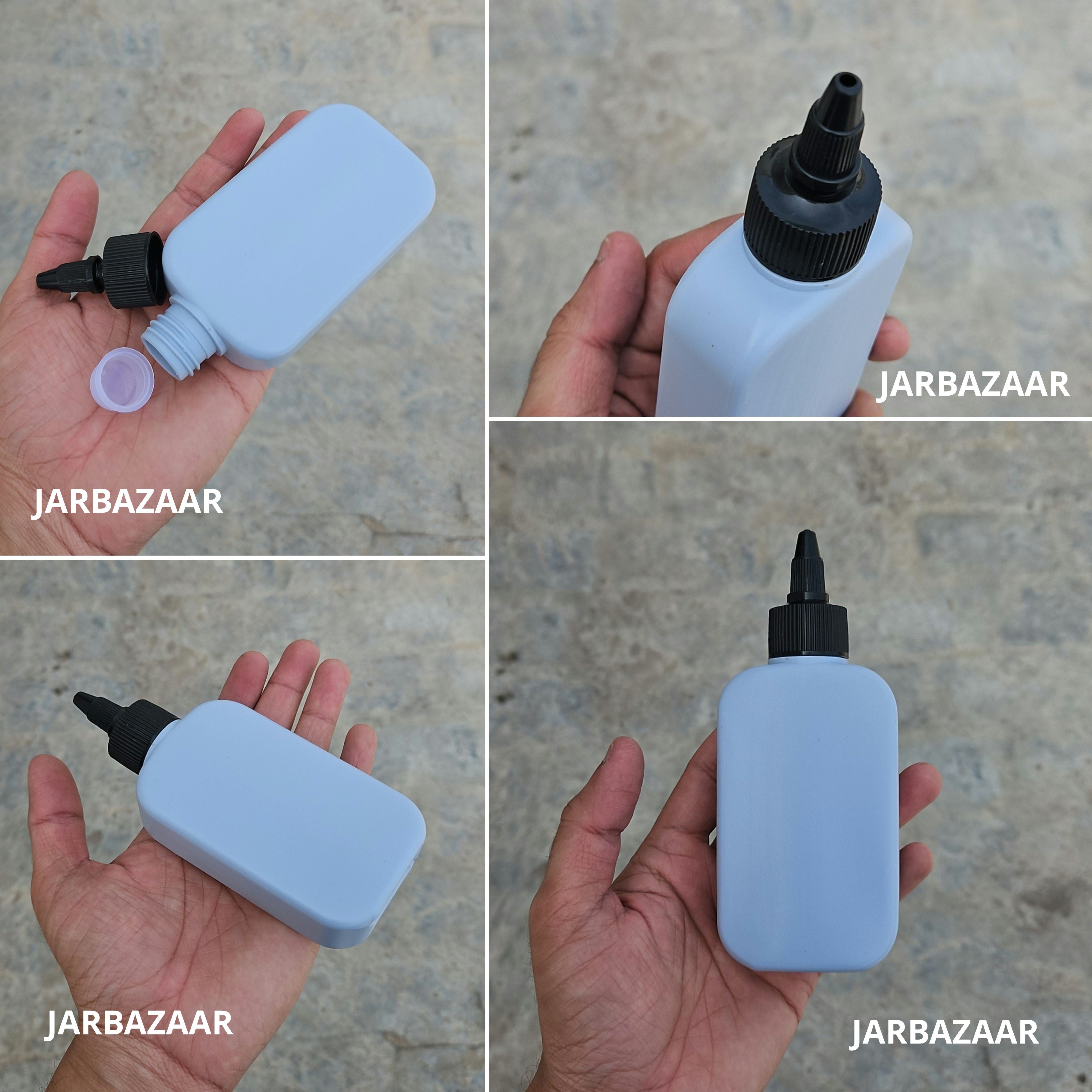 125 ML Flat Grey HDPE Bottle with Nozzle Cap