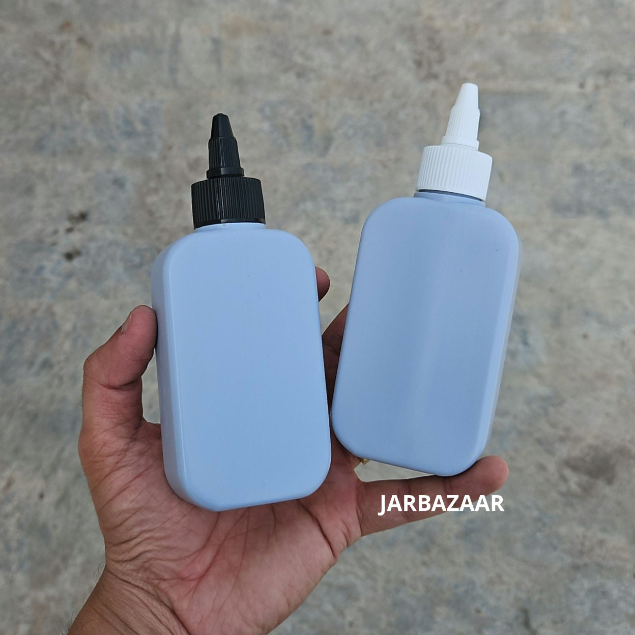 125 ML Flat Grey HDPE Bottle with Nozzle Cap