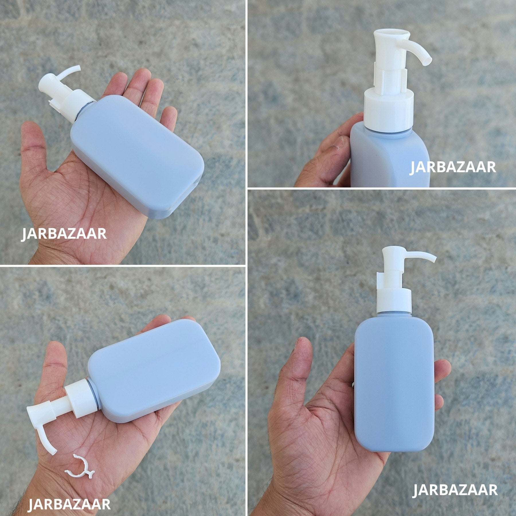 125 ML flat grey HDPE bottle with white sleek dispenser pump