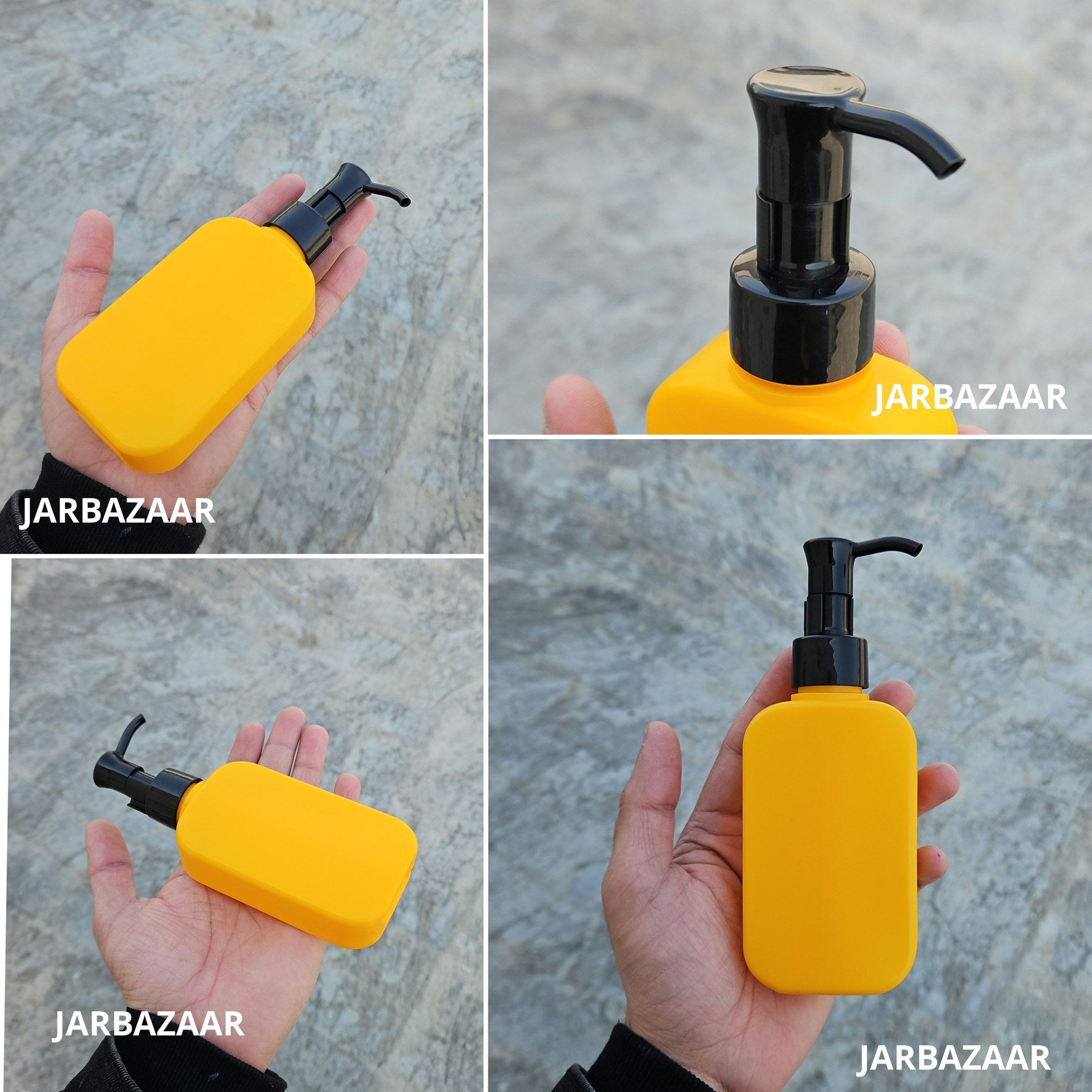 125 ML flat orange HDPE bottle with black sleek dispenser pump