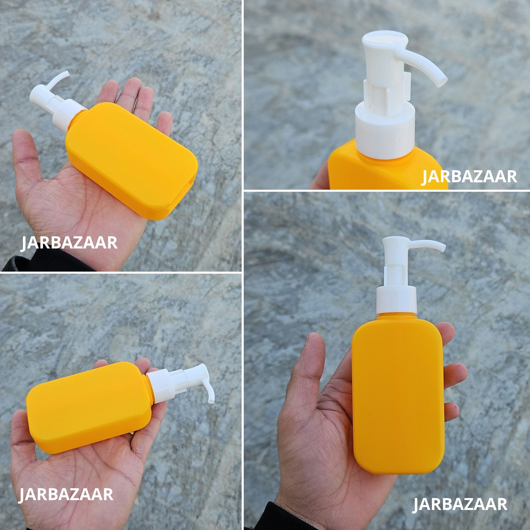 125 ML flat orange HDPE bottle with white sleek dispenser pump