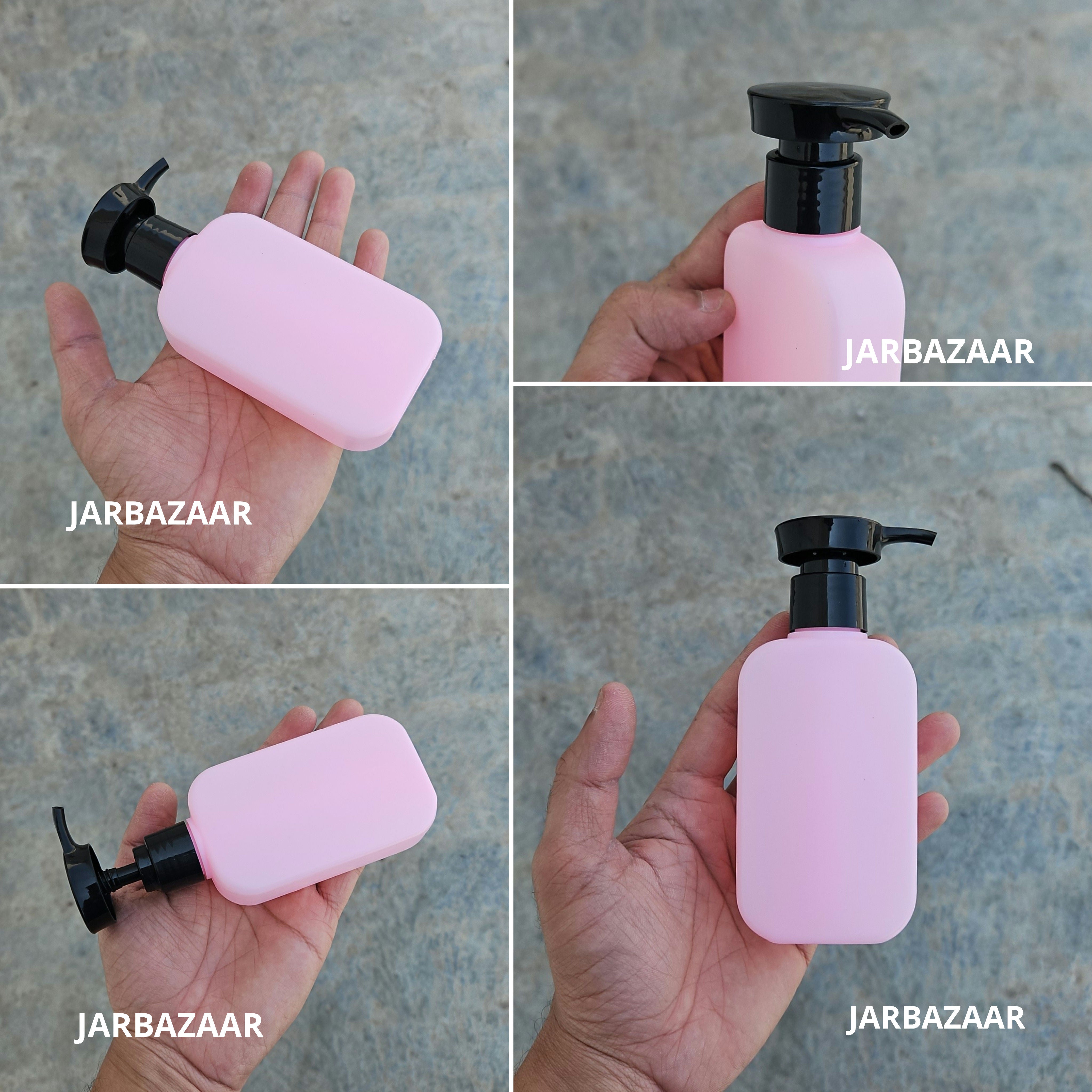 125 ML Flat Pink HDPE Bottle with Disc Top Dispenser Pump