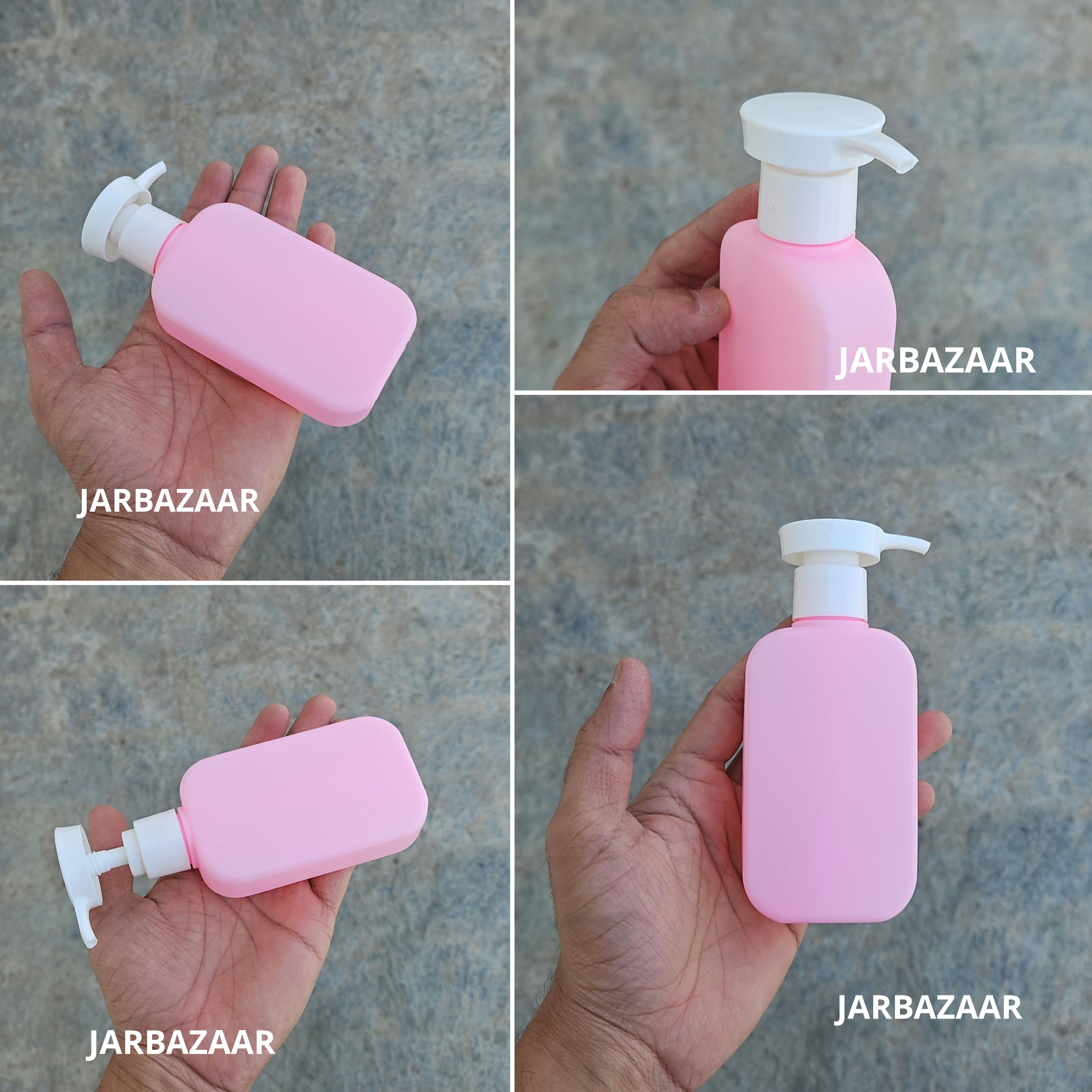 125 ML Flat Pink HDPE Bottle with Disc Top Dispenser Pump