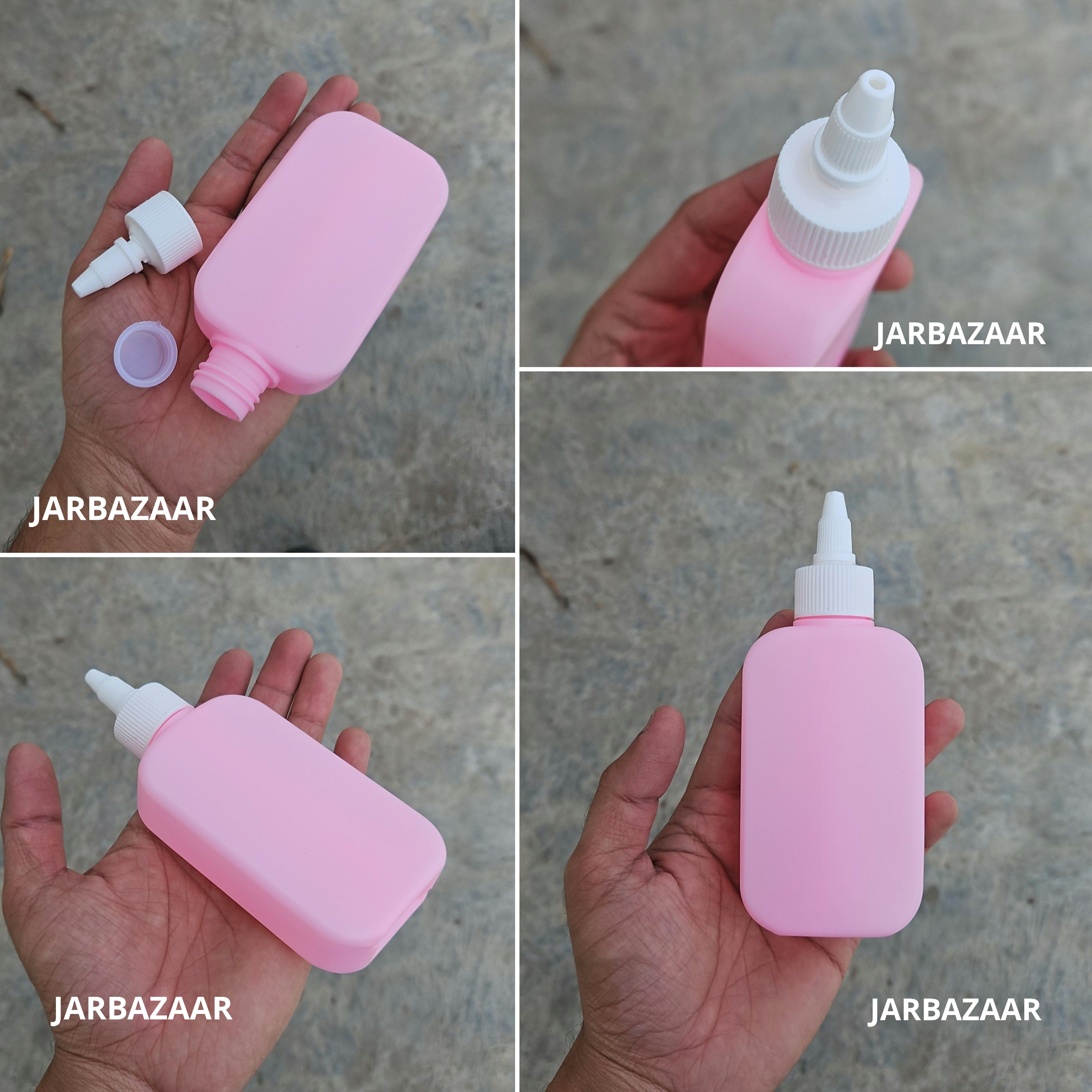 125 ML Flat Pink HDPE Bottle with Nozzle Cap
