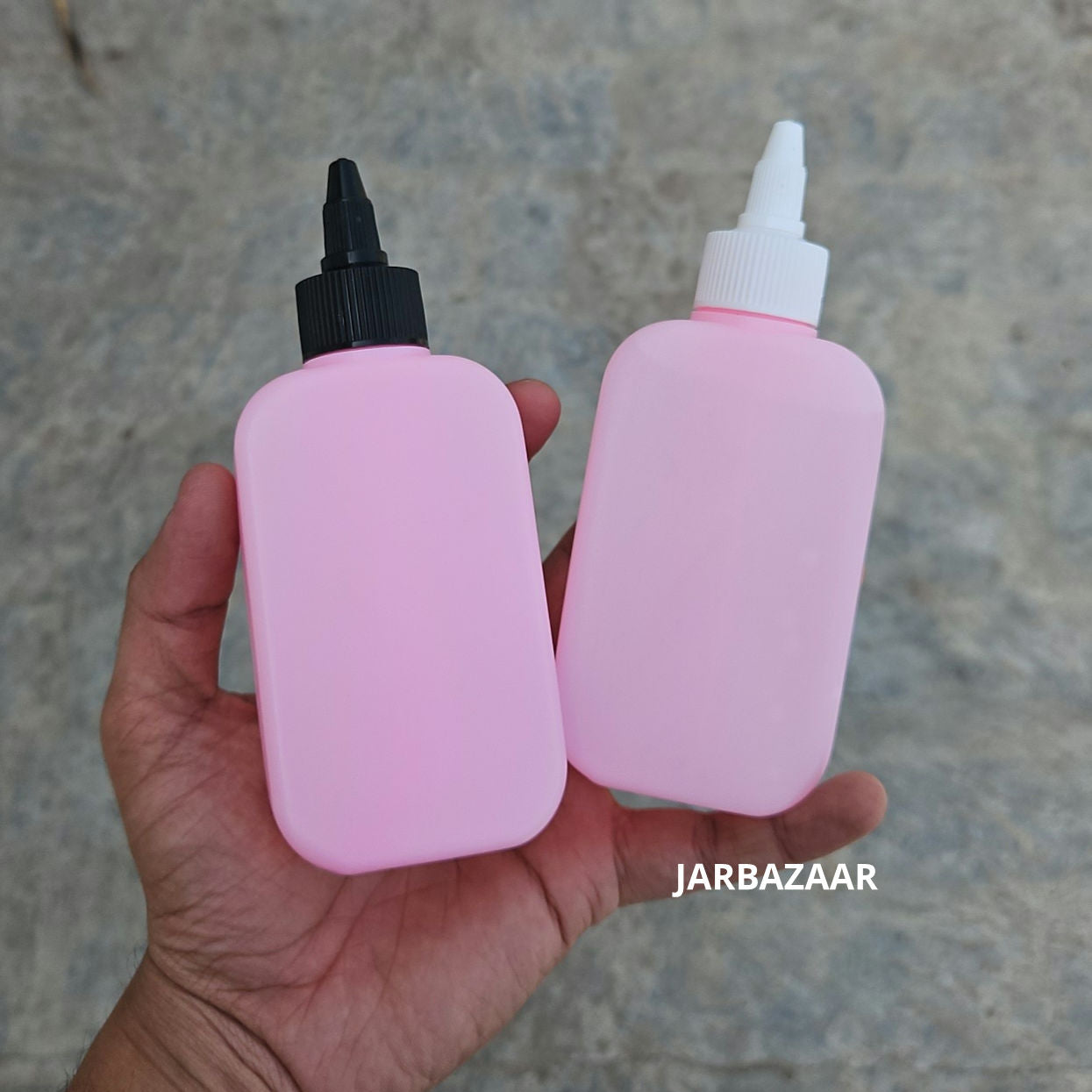 125 ML Flat Pink HDPE Bottle with Nozzle Cap