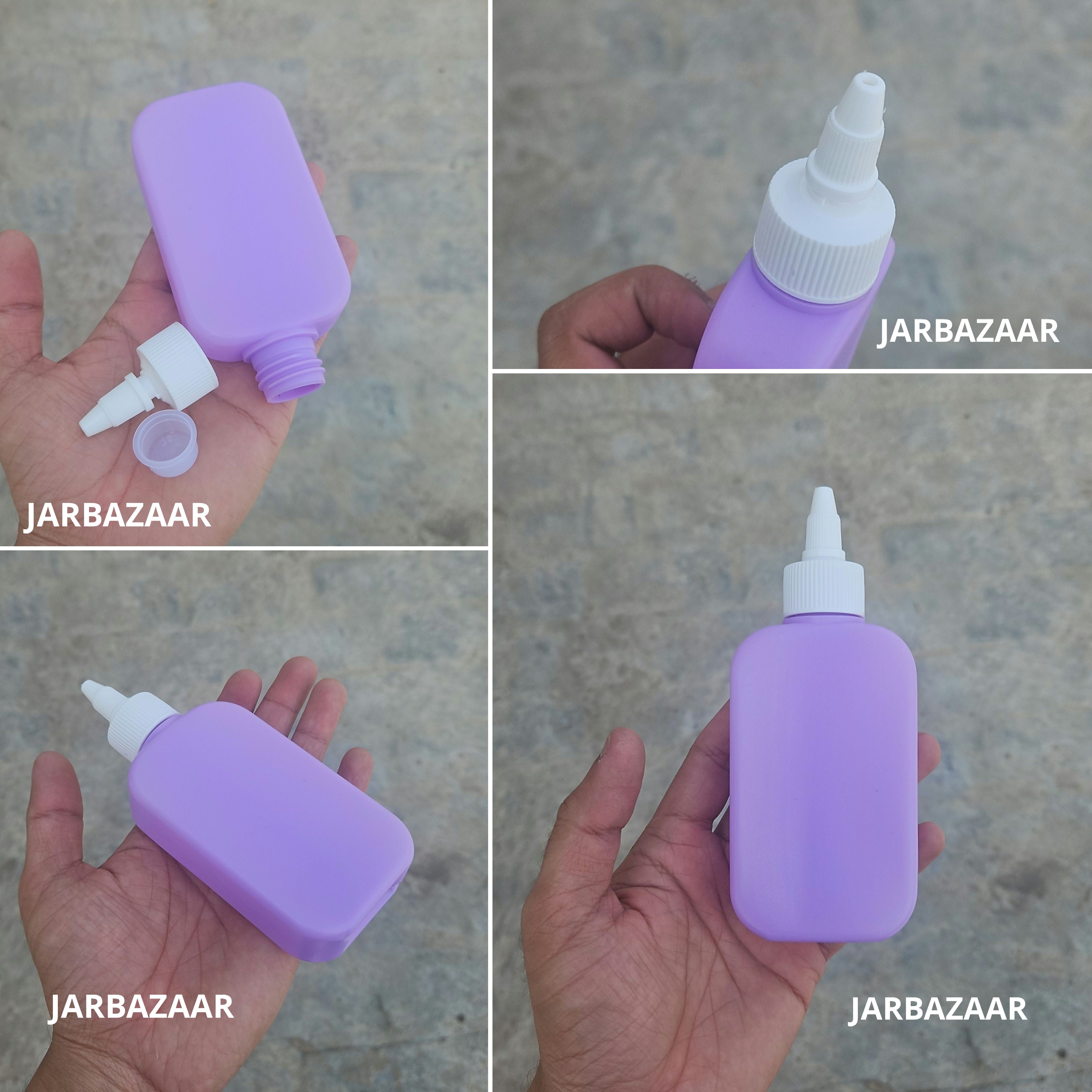 125 ML Flat Purple HDPE Bottle with Nozzel Caps
