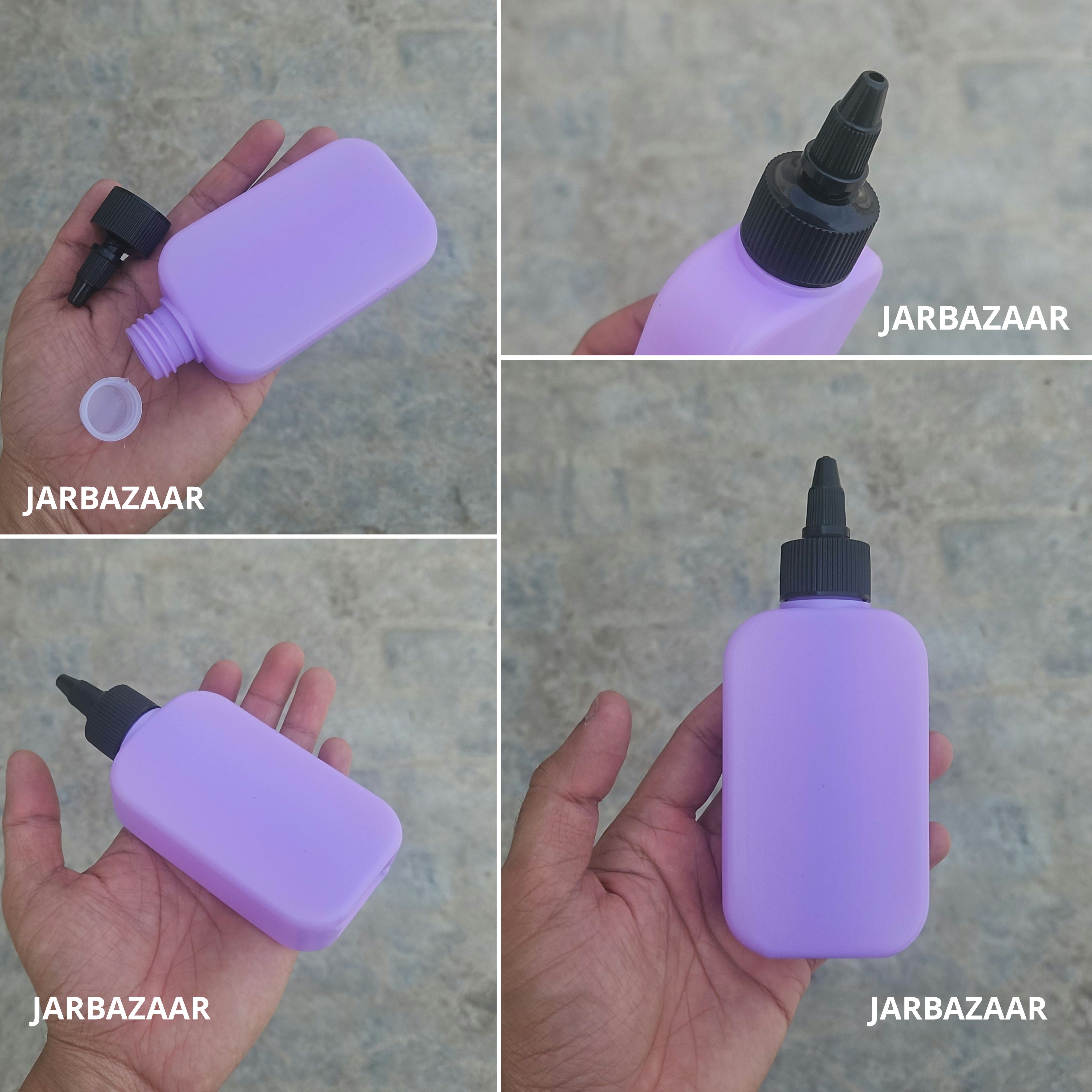 125 ML Flat Purple HDPE Bottle with Nozzle Cap