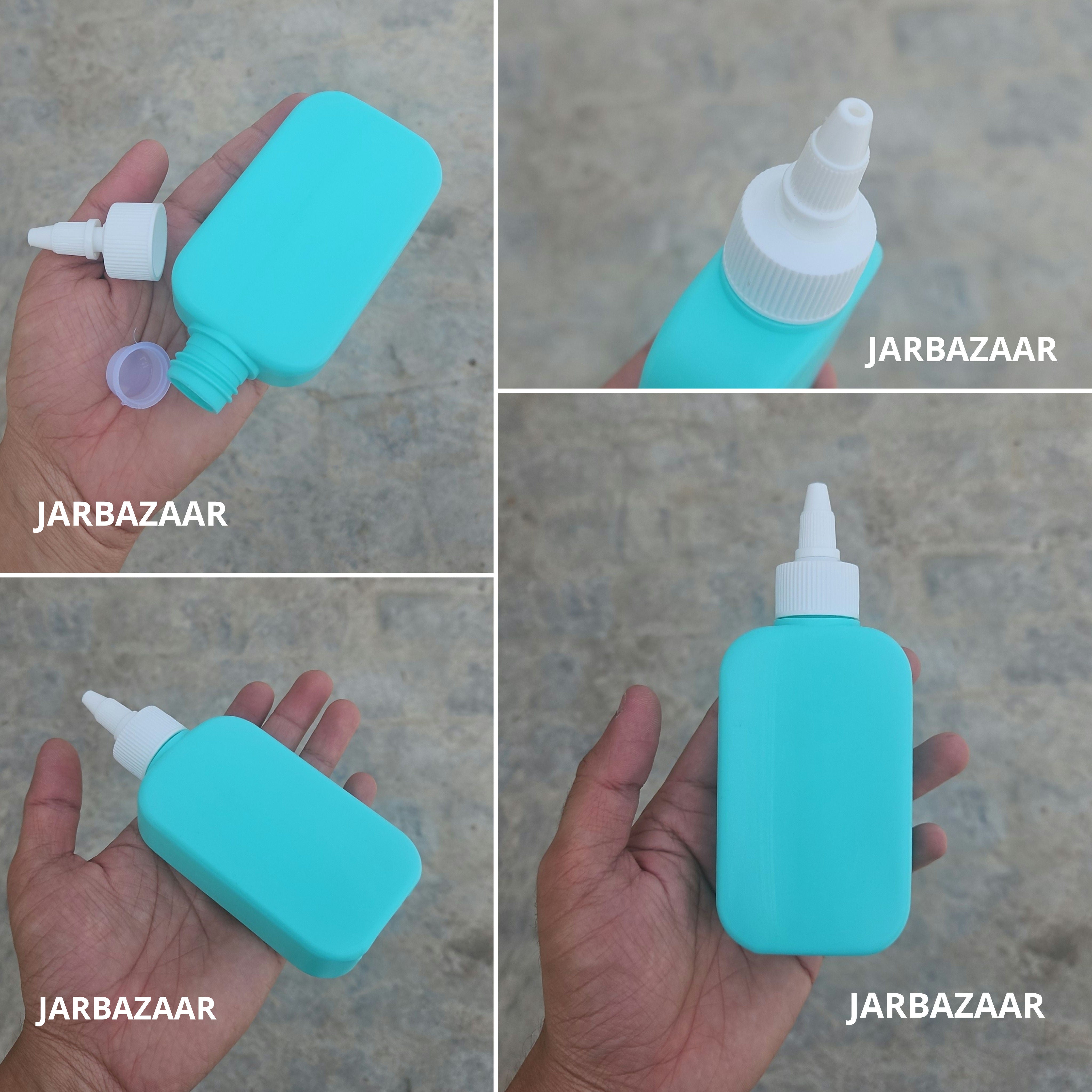 125 ML Flat Tile Green HDPE Bottle with Nozzel Caps