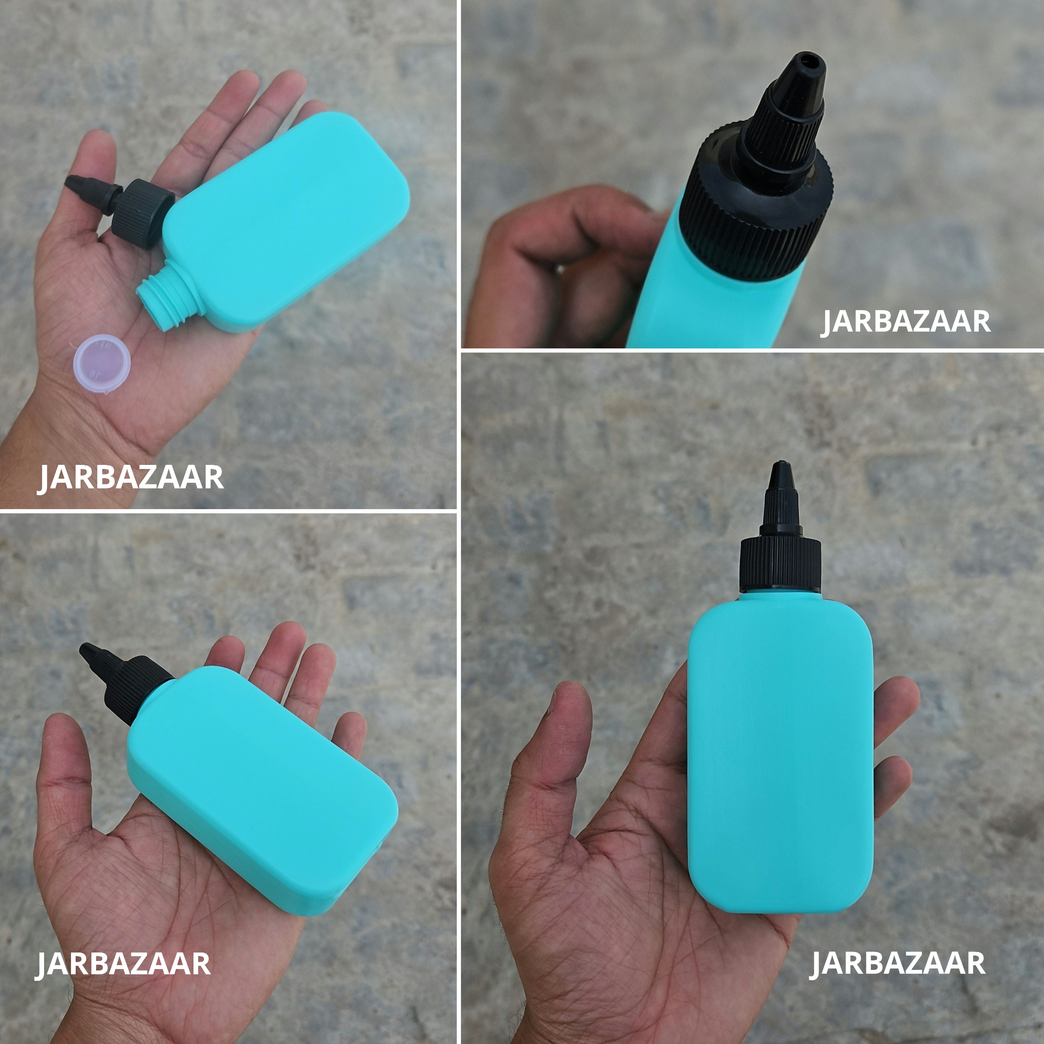 125 ML Flat Tile Green HDPE Bottle with Nozzle Cap