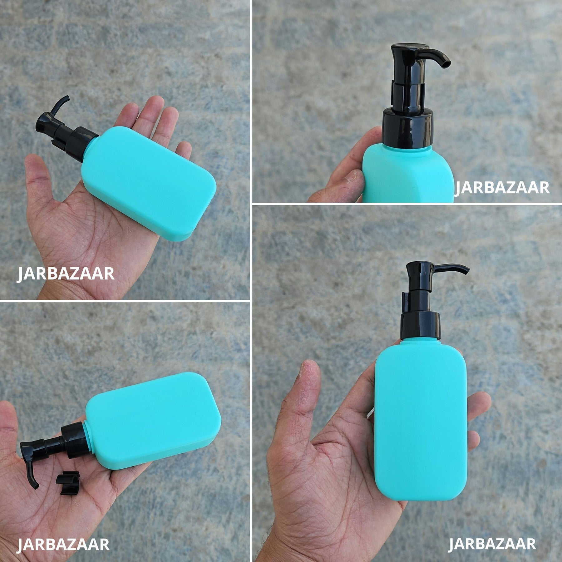 125 ML flat tile green HDPE bottle with black sleek dispenser pump