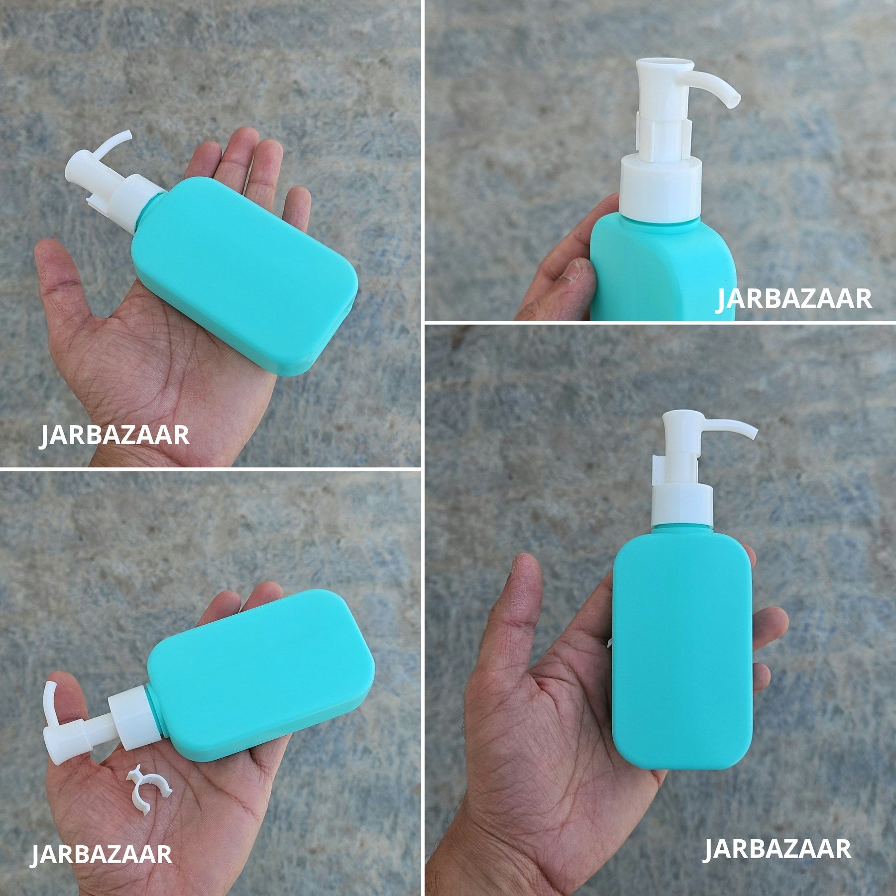 125 ML flat tile green HDPE bottle with white sleek dispenser pump