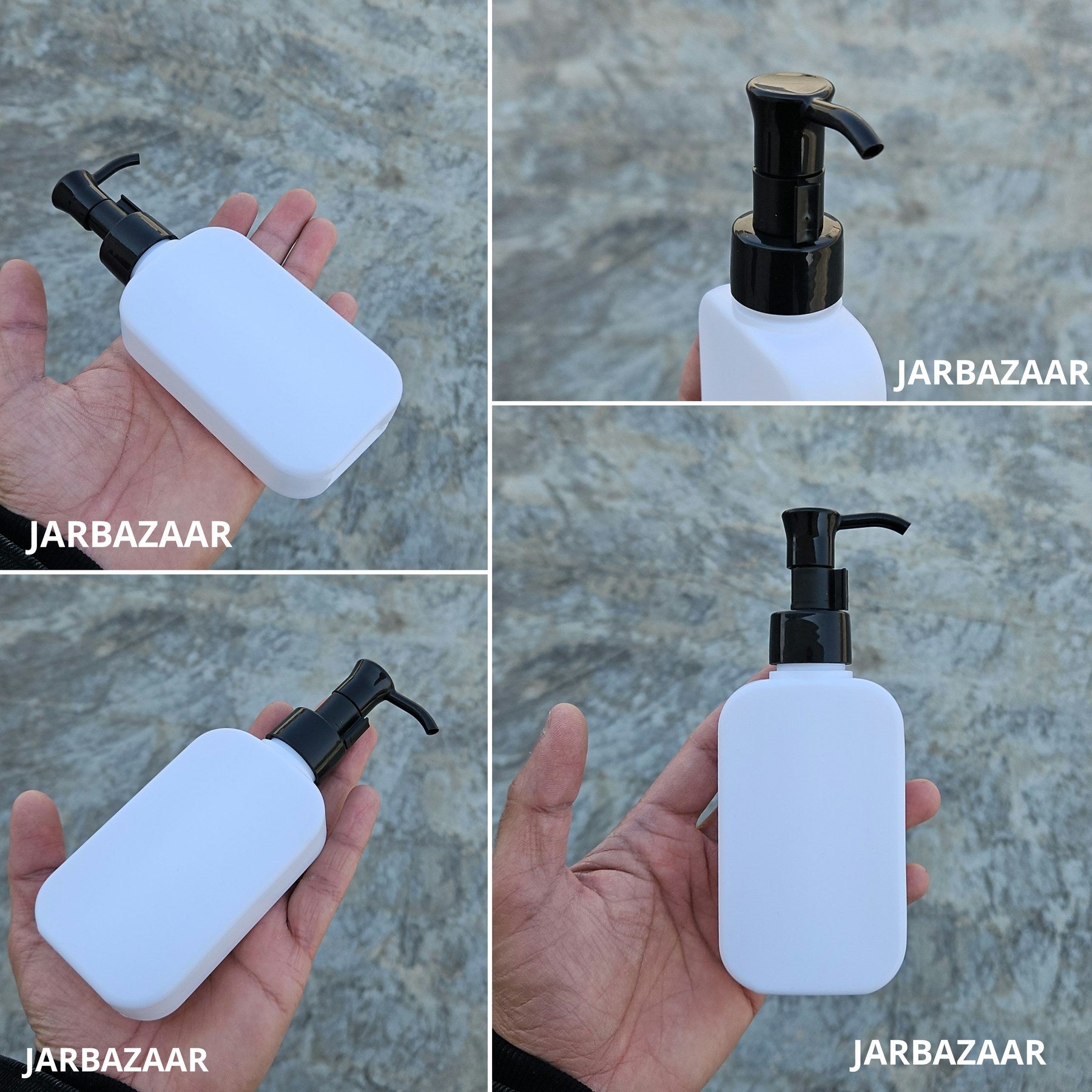 125 ML flat white HDPE bottle with black sleek dispenser pump