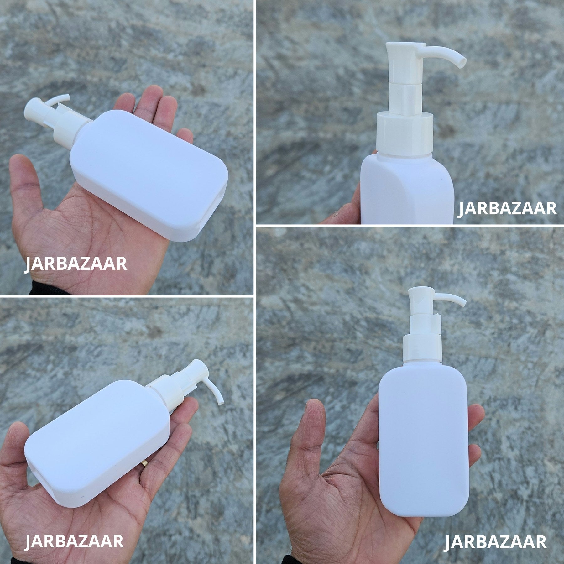 125 ML flat white HDPE bottle with white sleek dispenser pump