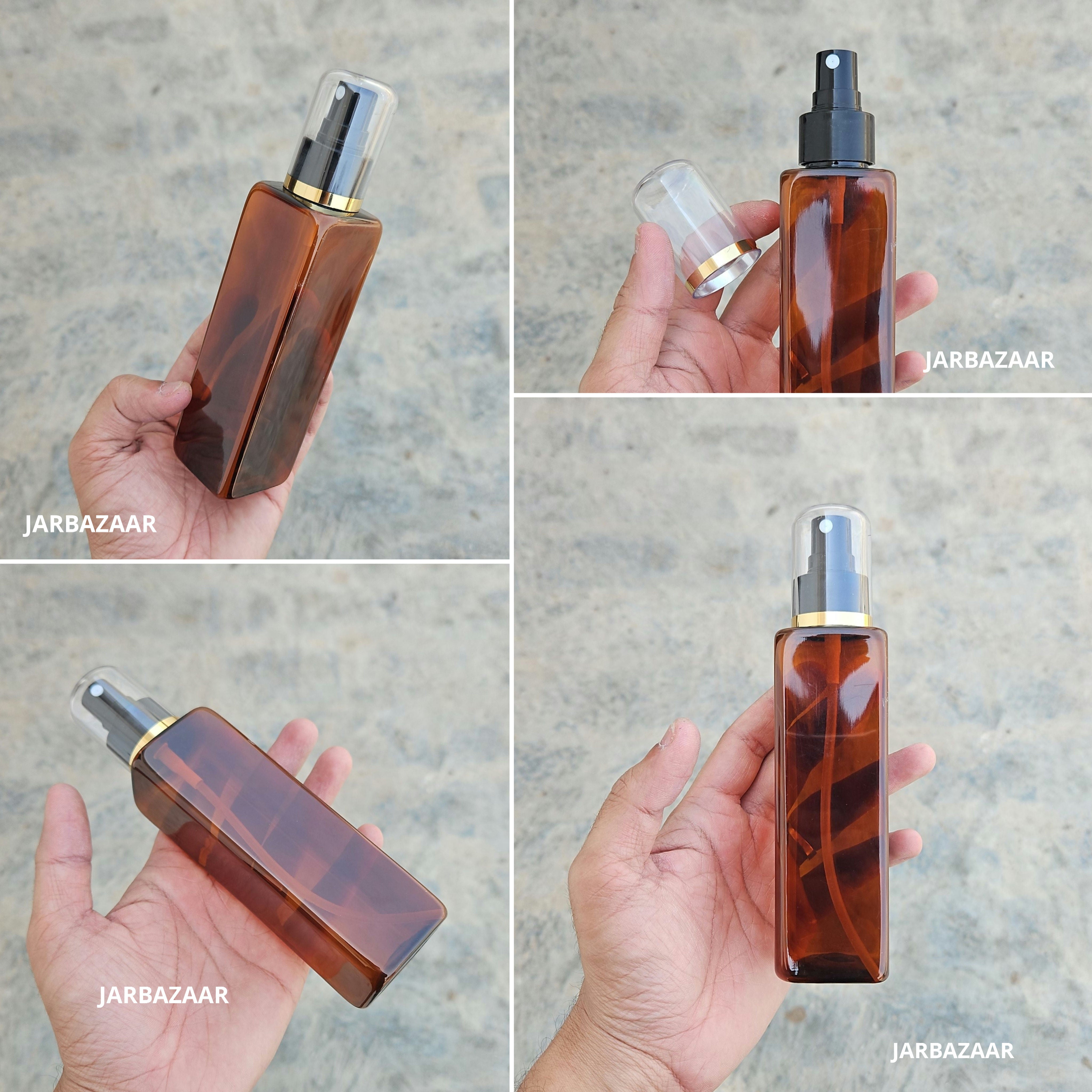 200 Ml Square Amber - Golden Line Black Spray