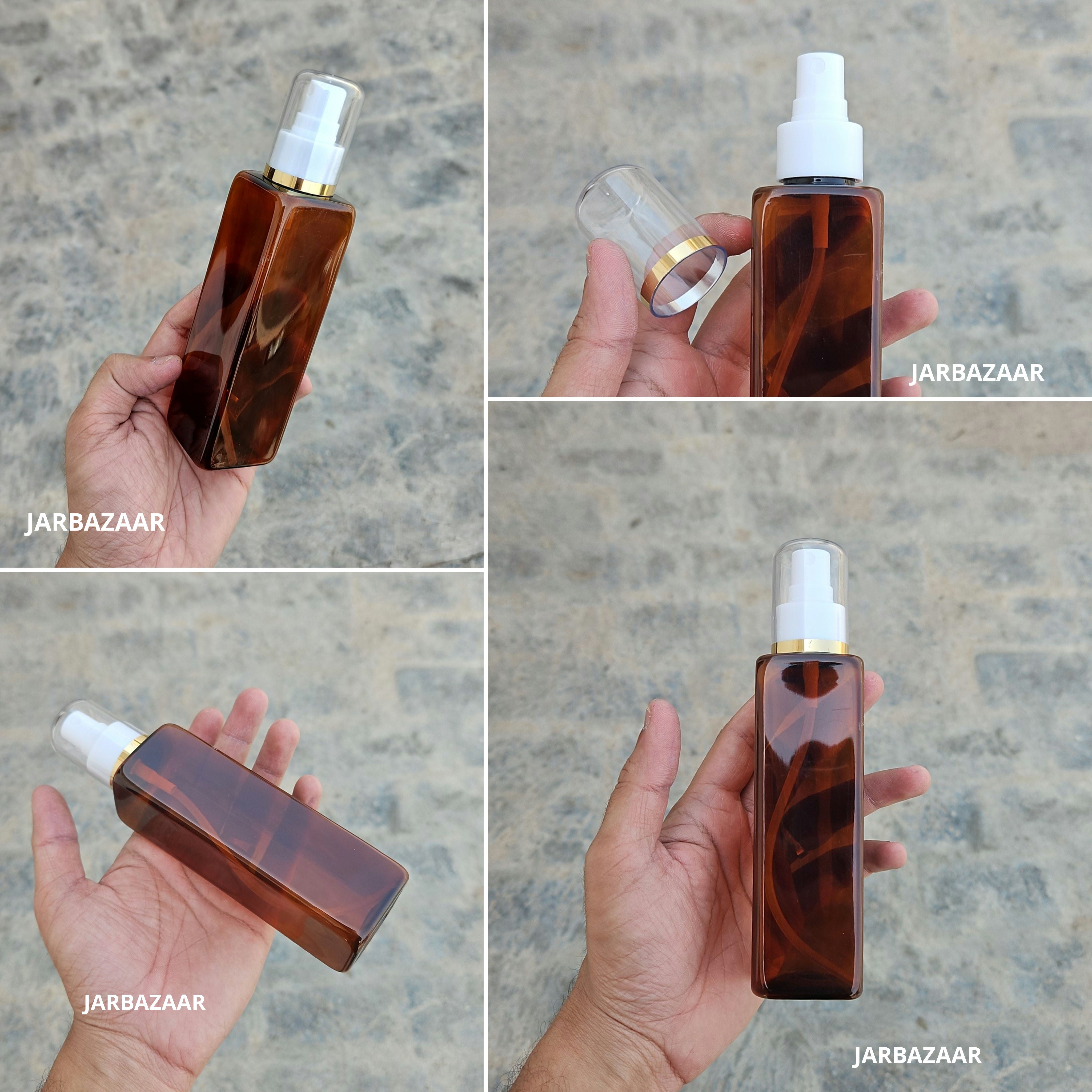 200 Ml Square Amber - Golden Line White Spray
