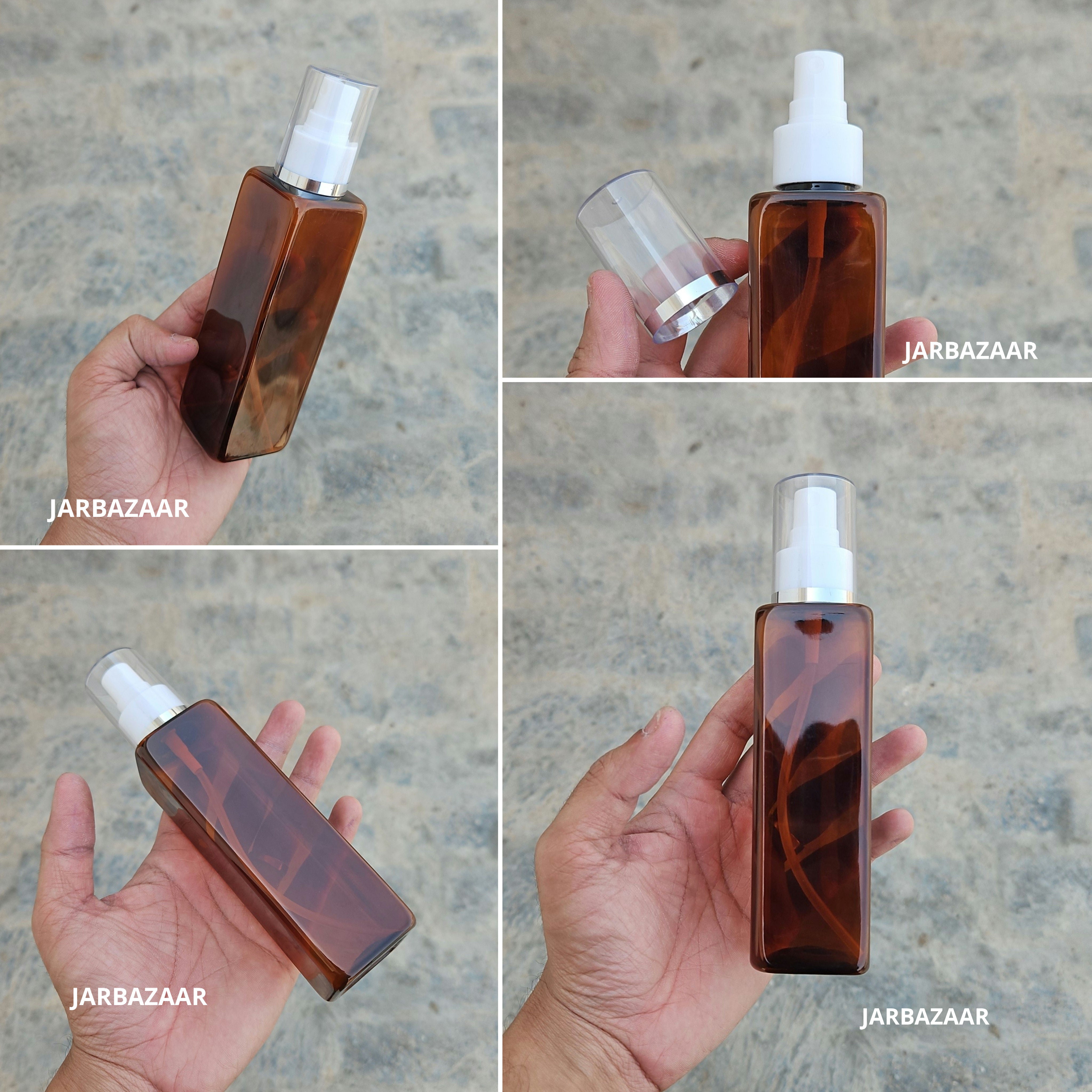 200 Ml Square Amber - Silver Line White Spray