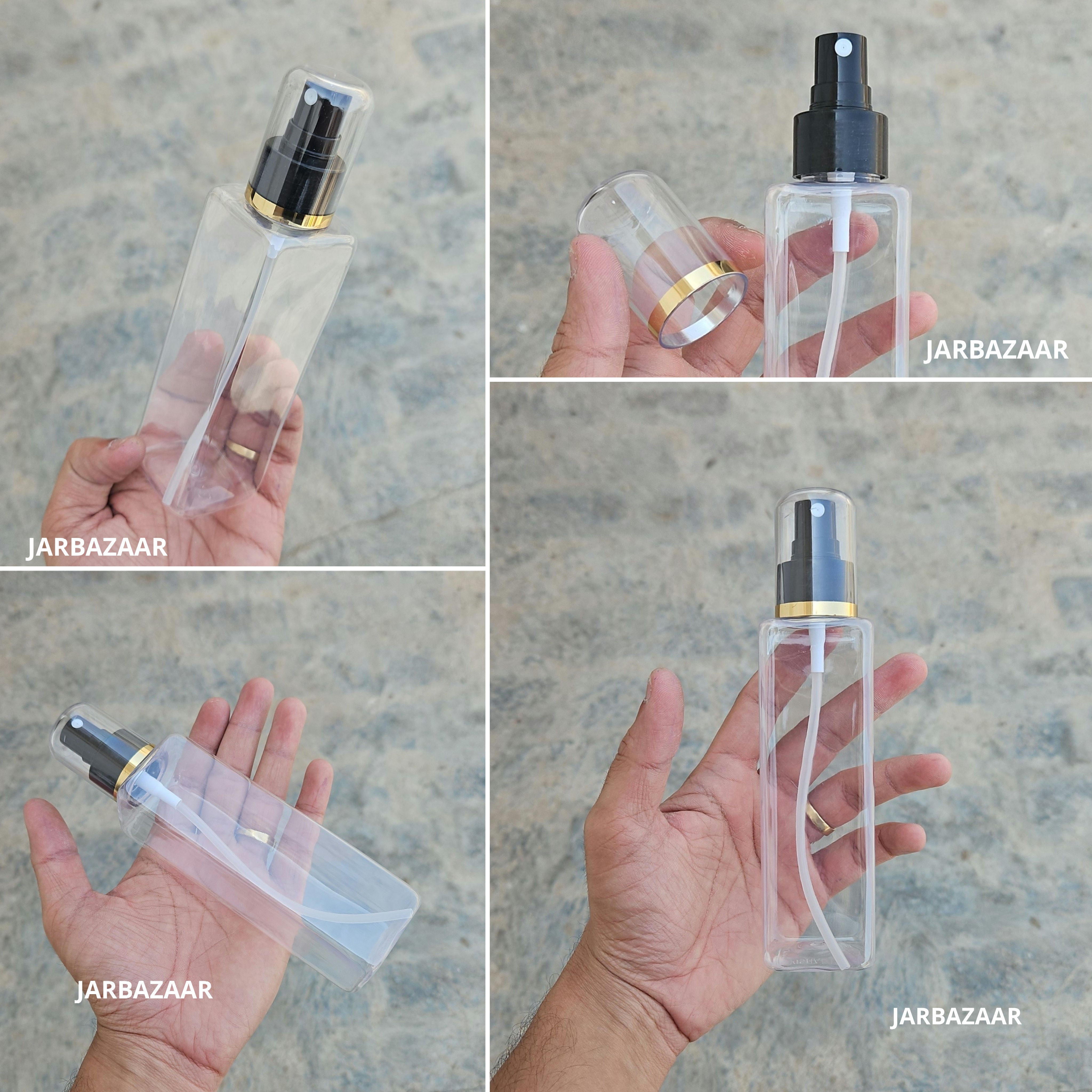 200 Ml Square Transparent - Golden Line Black Spray