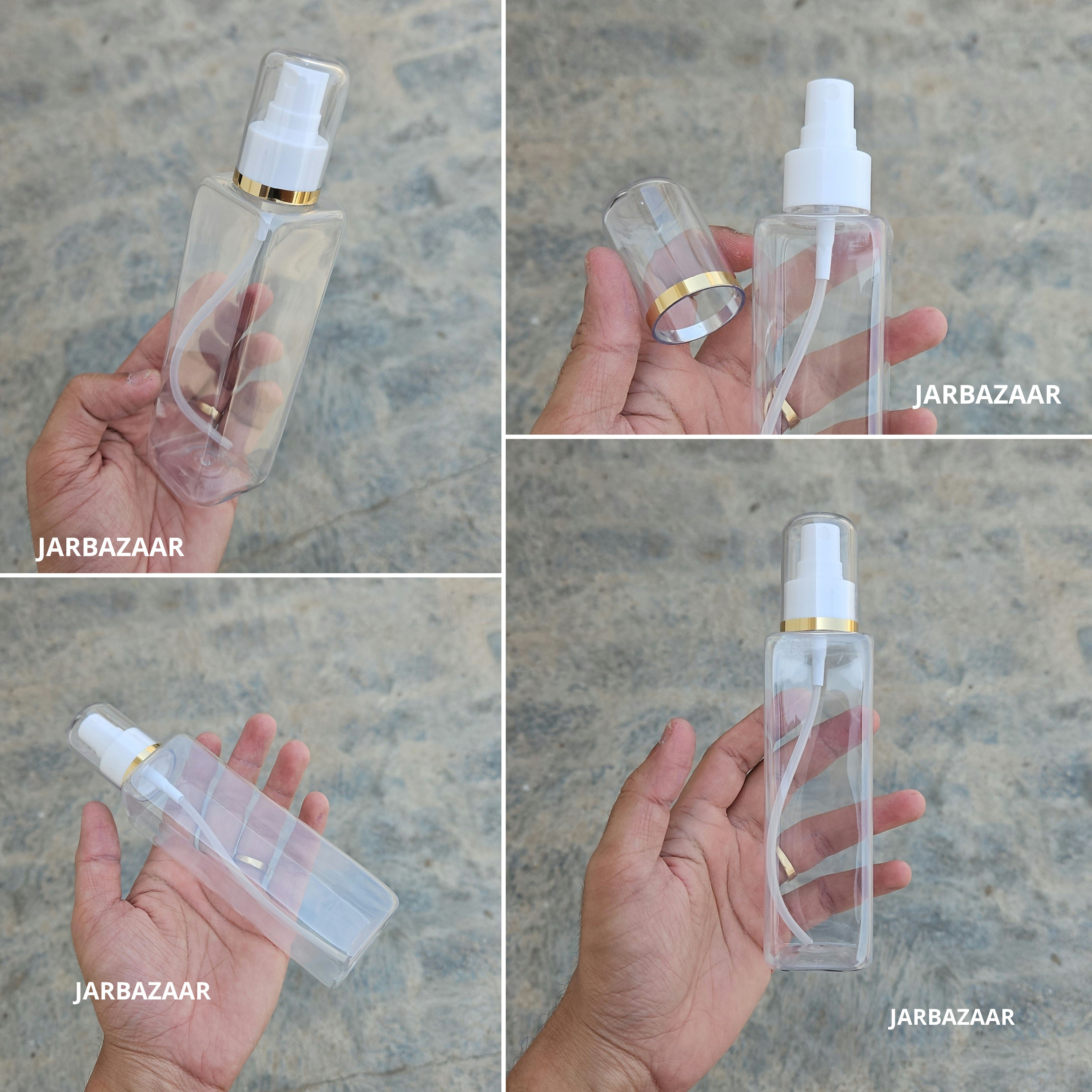 200 Ml Square Transparent - Golden Line White Spray