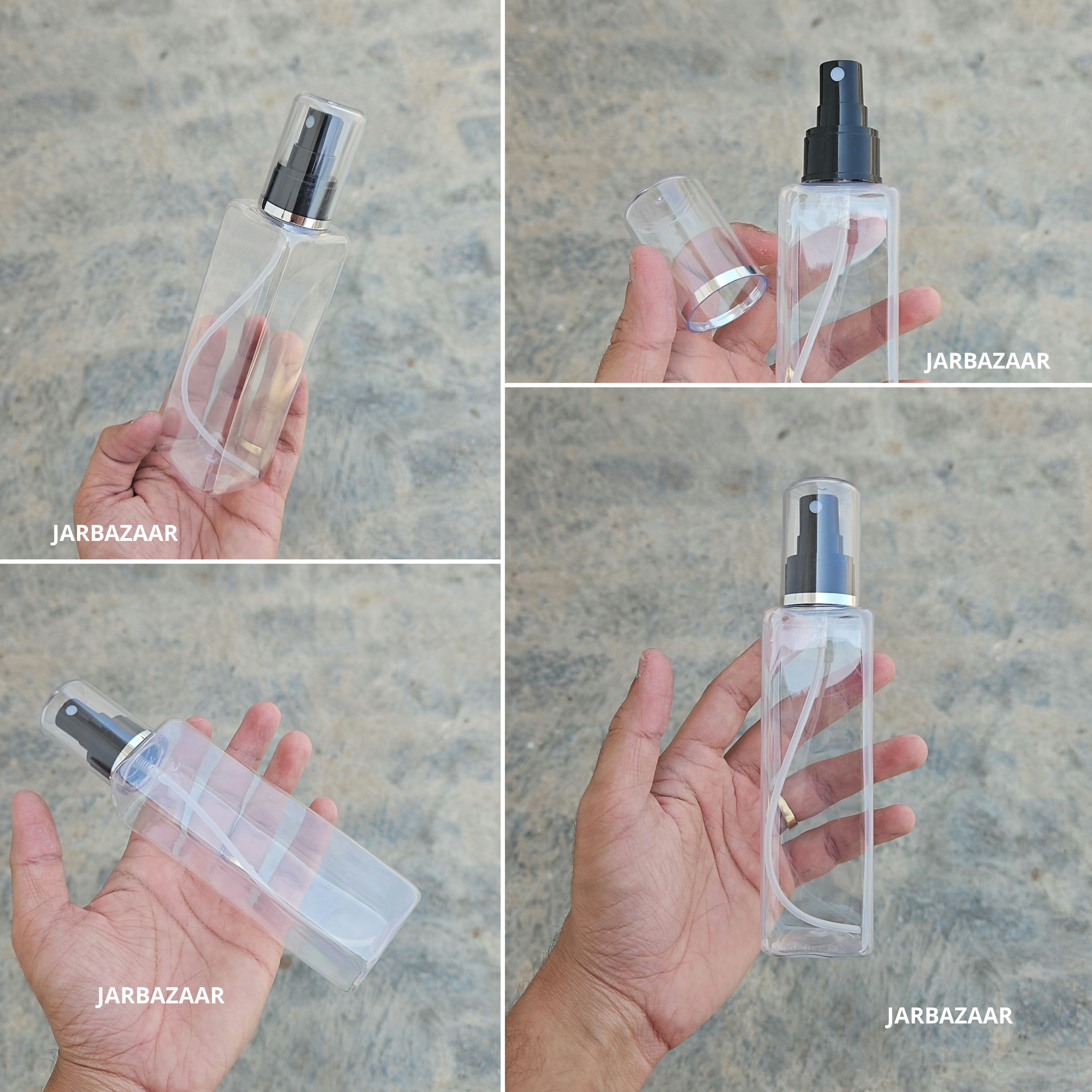 200 Ml Square Transparent - Silver Line Black Spray