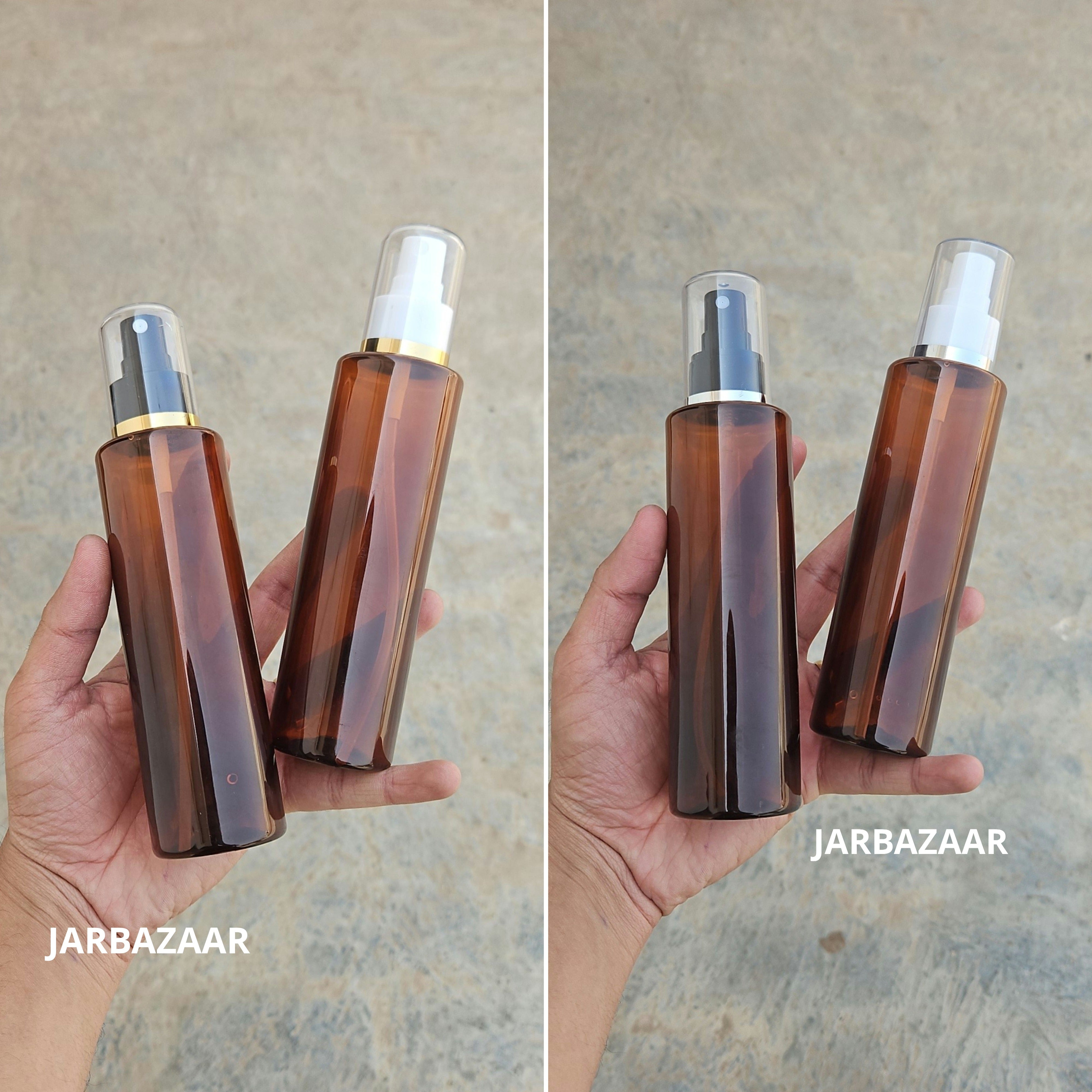 200 Ml Sleek Amber Pet Bottle ( With AS Spray Pumps )